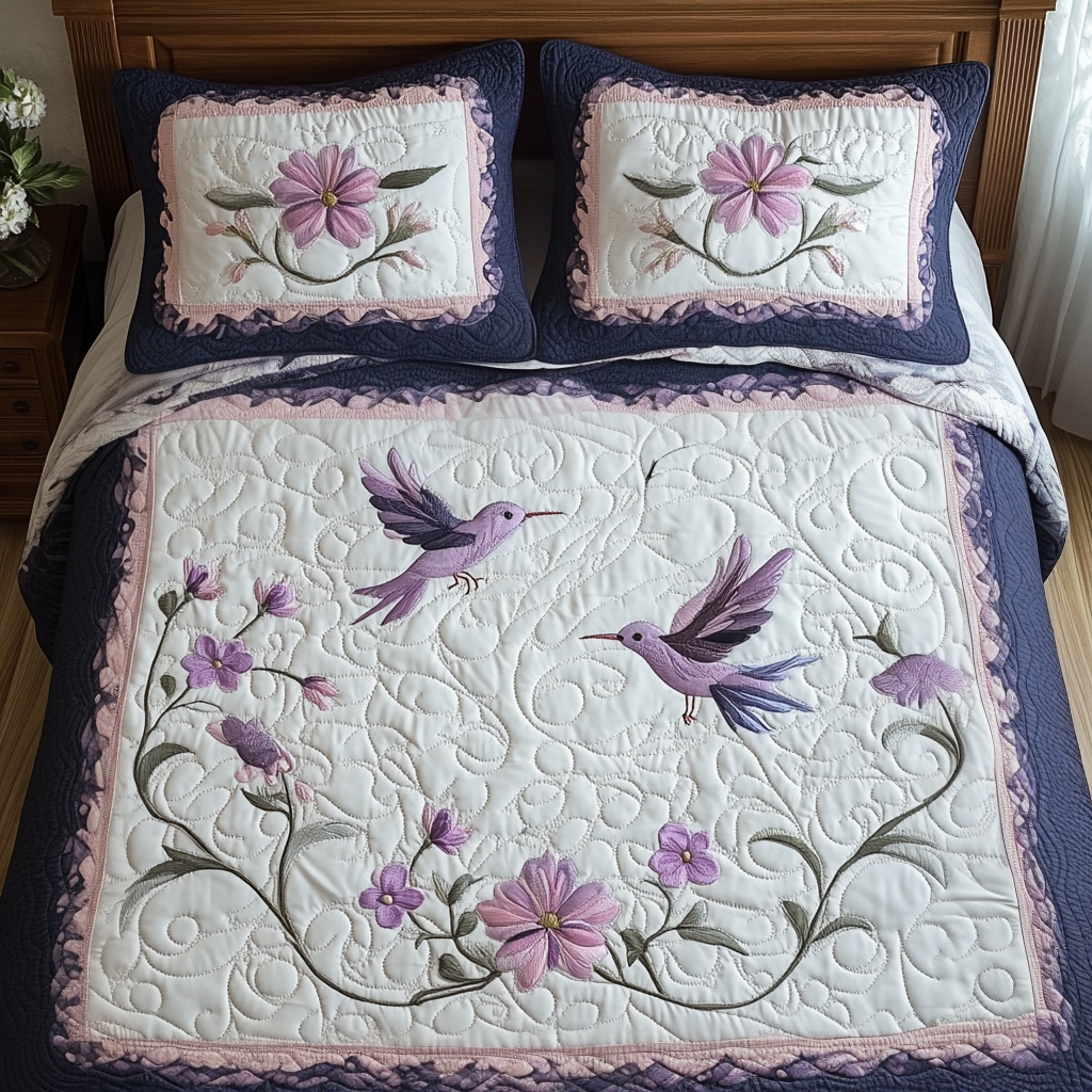 Humming Harmony Quilted Bedding Set Best King Bedding Sets Gifts For Hummingbird Watchers