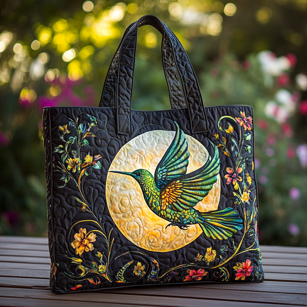 Hummingbird Bloom Quilted Tote Bag Handbags Gift Ideas For Mum