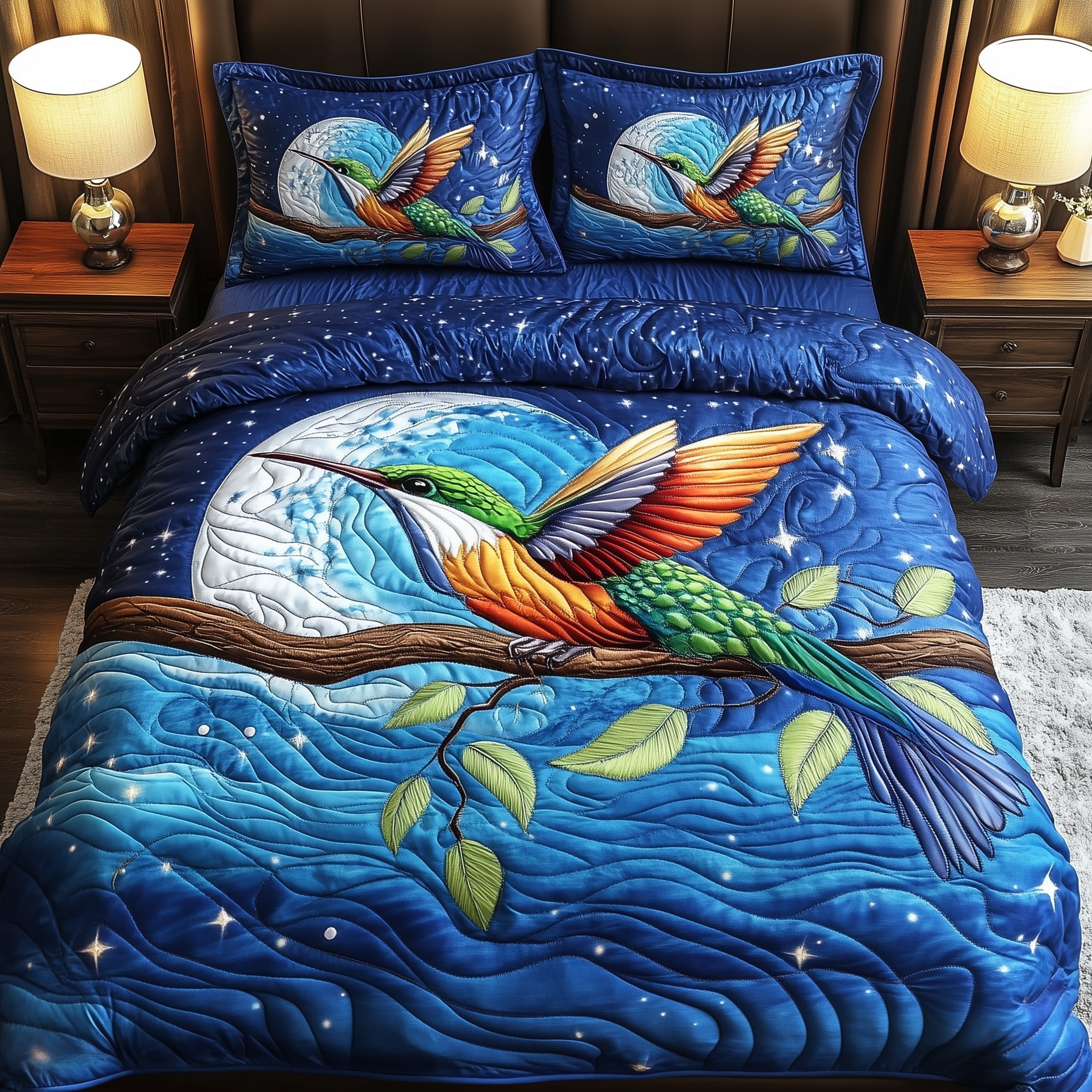 Hummingbird Charm Quilted Bedding Set Bedroom Decor Ideas Cool Gifts For Hummingbird Lovers