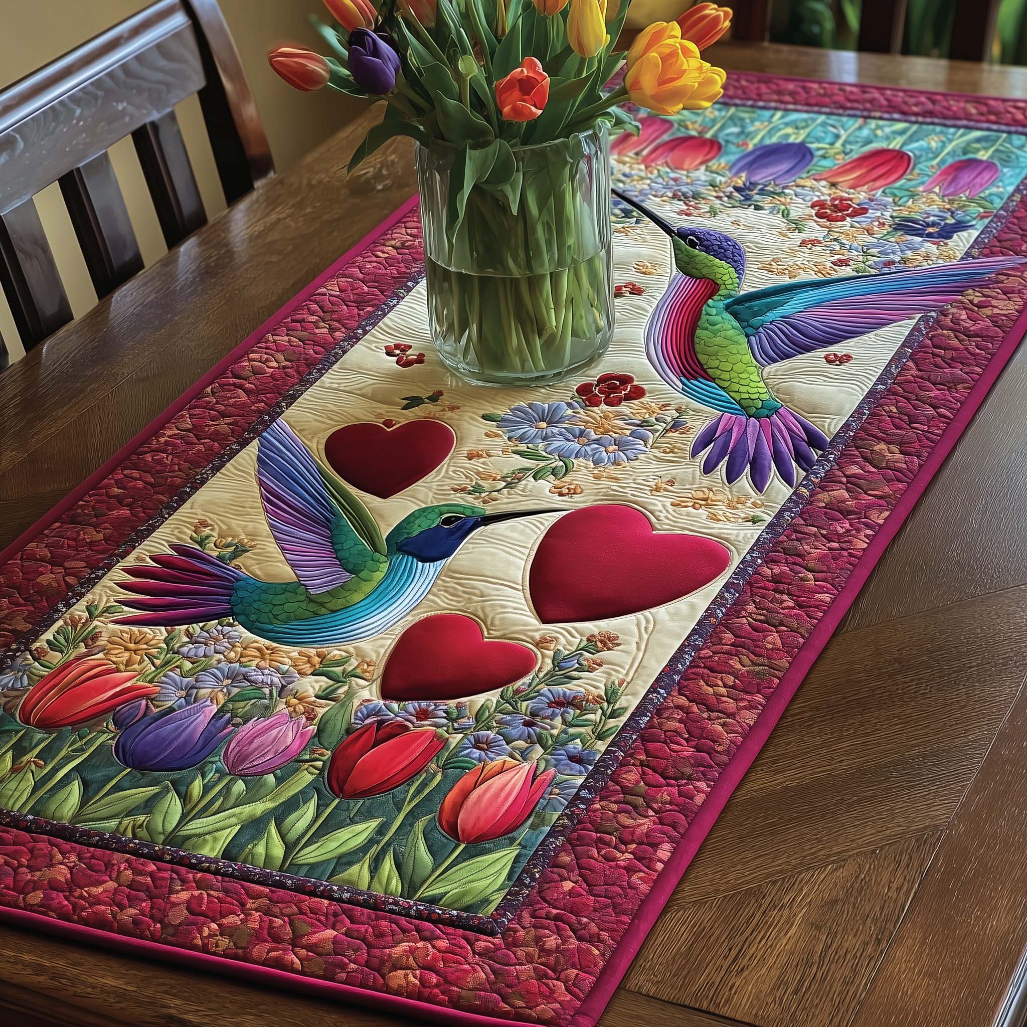 Hummingbird Charm Quilted Table Runner Kitchen Table Decor Ideas Hummingbird Gifts For Him