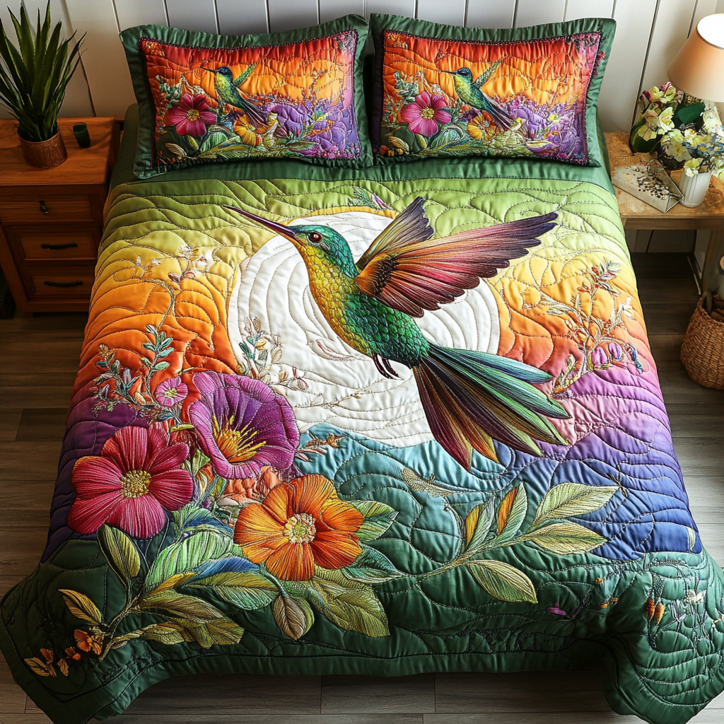 Hummingbird Garden Quilted Bedding Set Best Sheet Sets Great Hummingbird Lover Gift Ideas