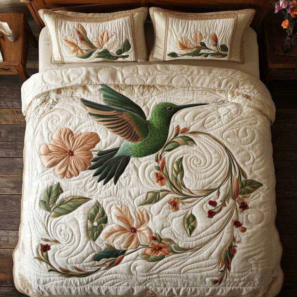 Hummingbird Gardenia Quilted Bedding Set Cozy Bedroom Ideas Best Gifts For Bird Lovers