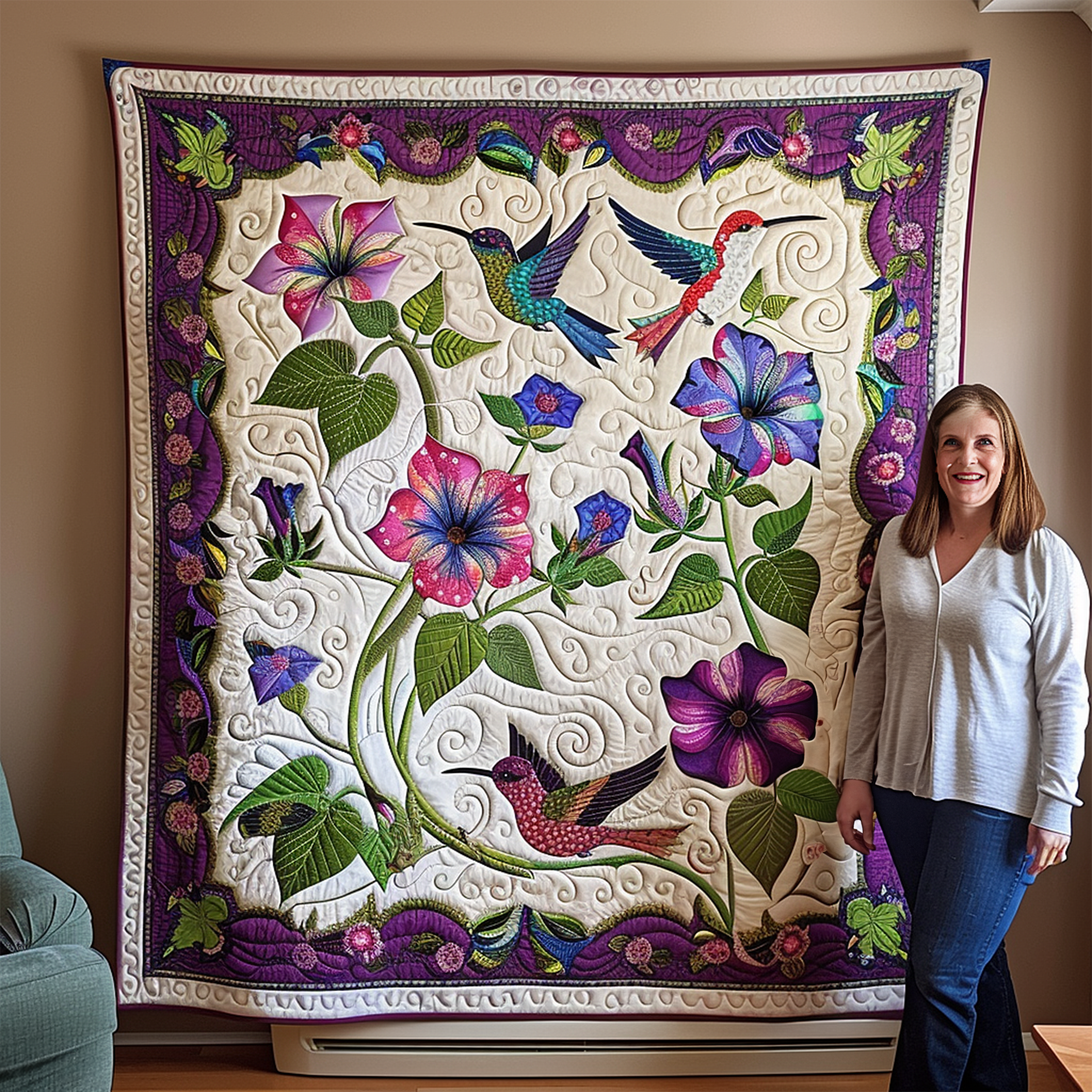 Hummingbird Harmony Quilted Blanket Great Sheet Sets Hummingbird Gifts For Dad