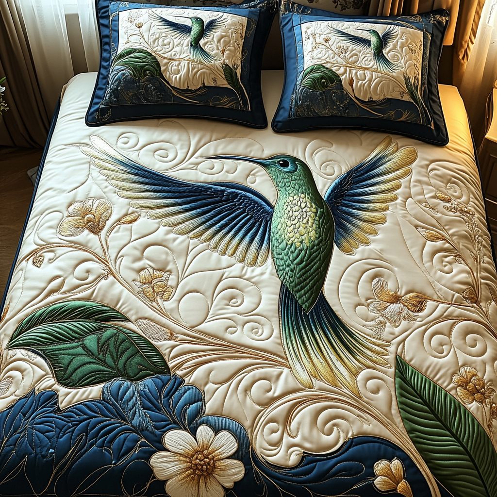 Hummingbird Haven Quilted Bedding Set Best Bed Sheet Set Hummingbird Gifts For Men