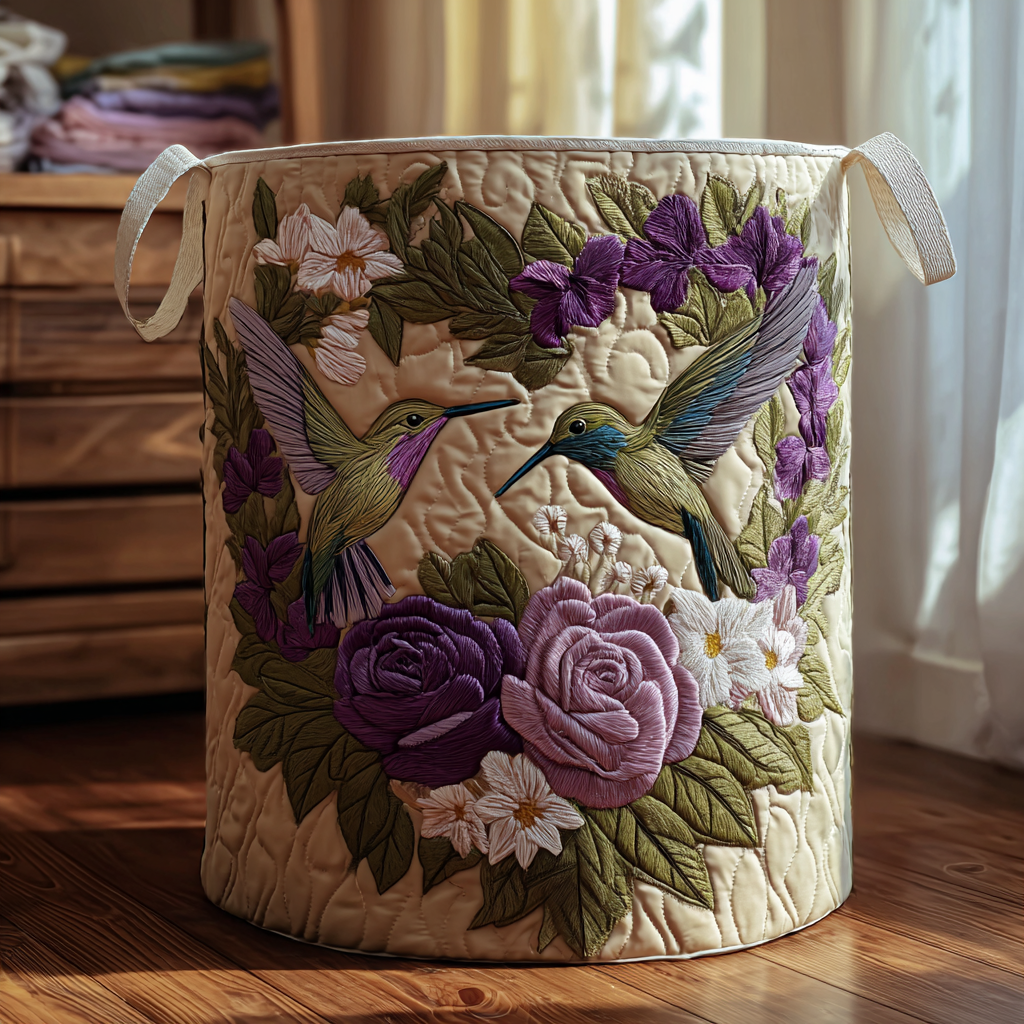 Hummingbird Haven Quilted Laundry Basket Best Clothes Basket Best Hummingbird Themed Gifts