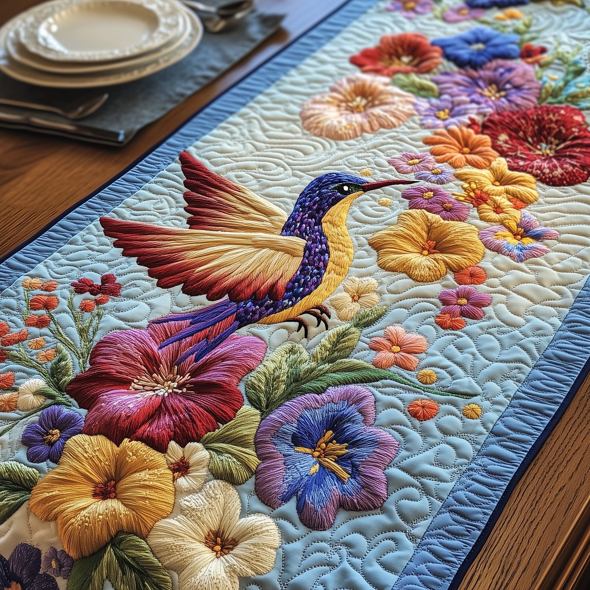 Hummingbird Heaven Quilted Table Runner Dining Table Decor Ideas Cool Hummingbird Gifts