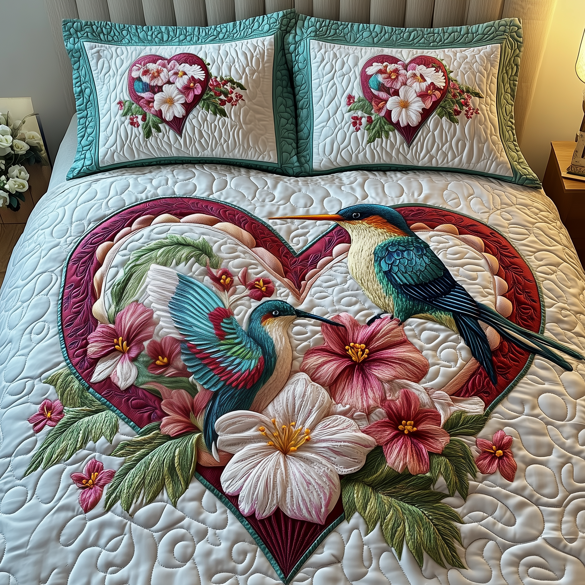 Hummingbird Love Quilted Bedding Set Bedroom Furniture Ideas Hummingbird Gifts For Grandma