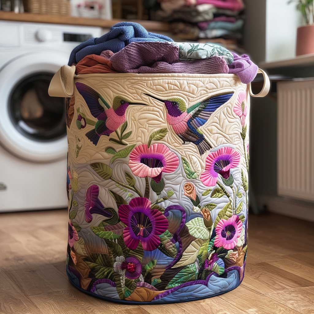 Hummingbird Meadow Quilted Laundry Basket Unique Clothes Hamper Christmas Gifts For Your Grandmother