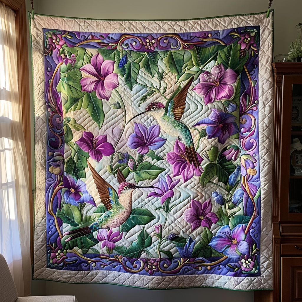 Hummingbird Paradise Quilted Blanket Good Bed Sheet Sets Hummingbird Themed Gifts