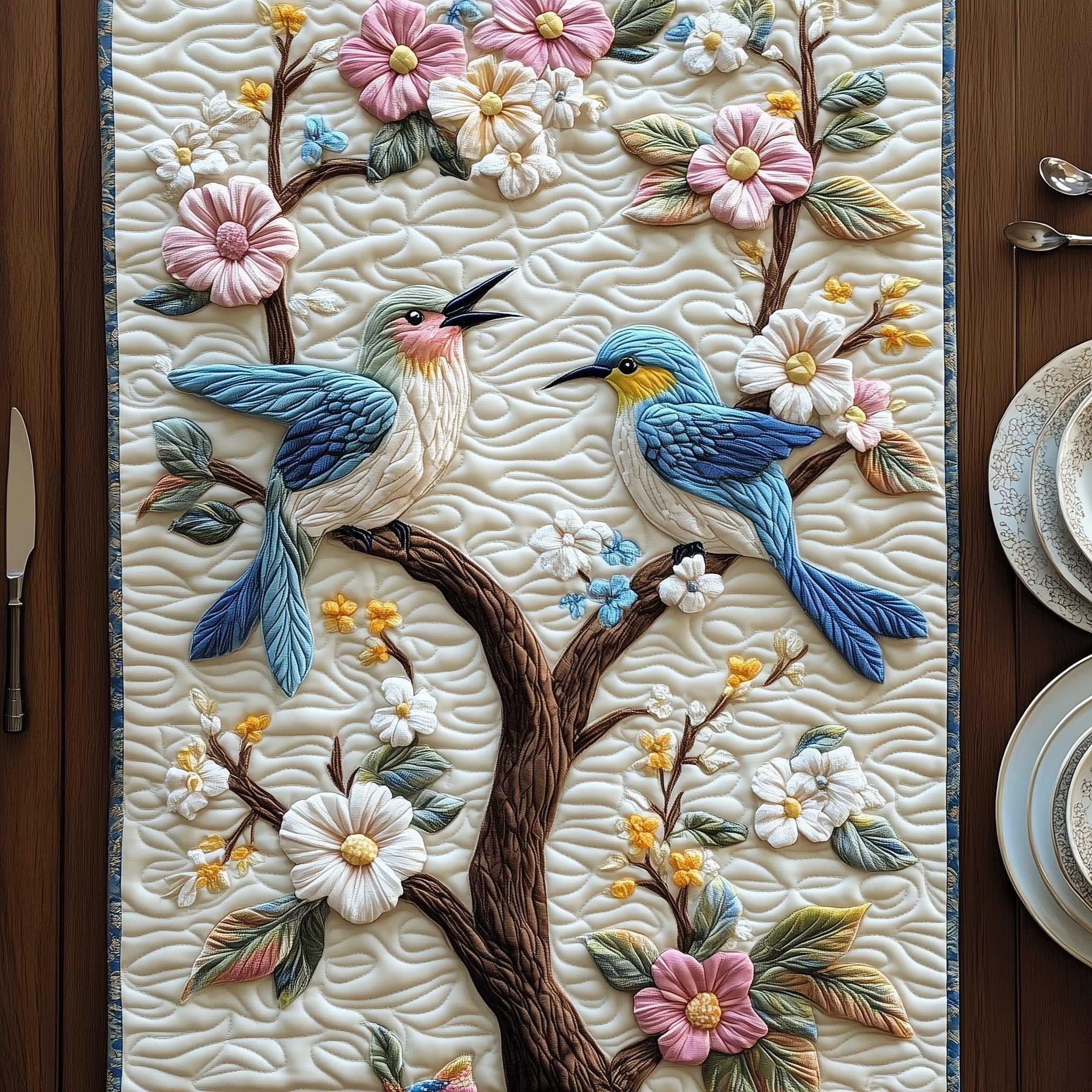 Hummingbird Springtime Quilted Table Runner Dining Room Table Decor Hummingbird Gifts For Dad