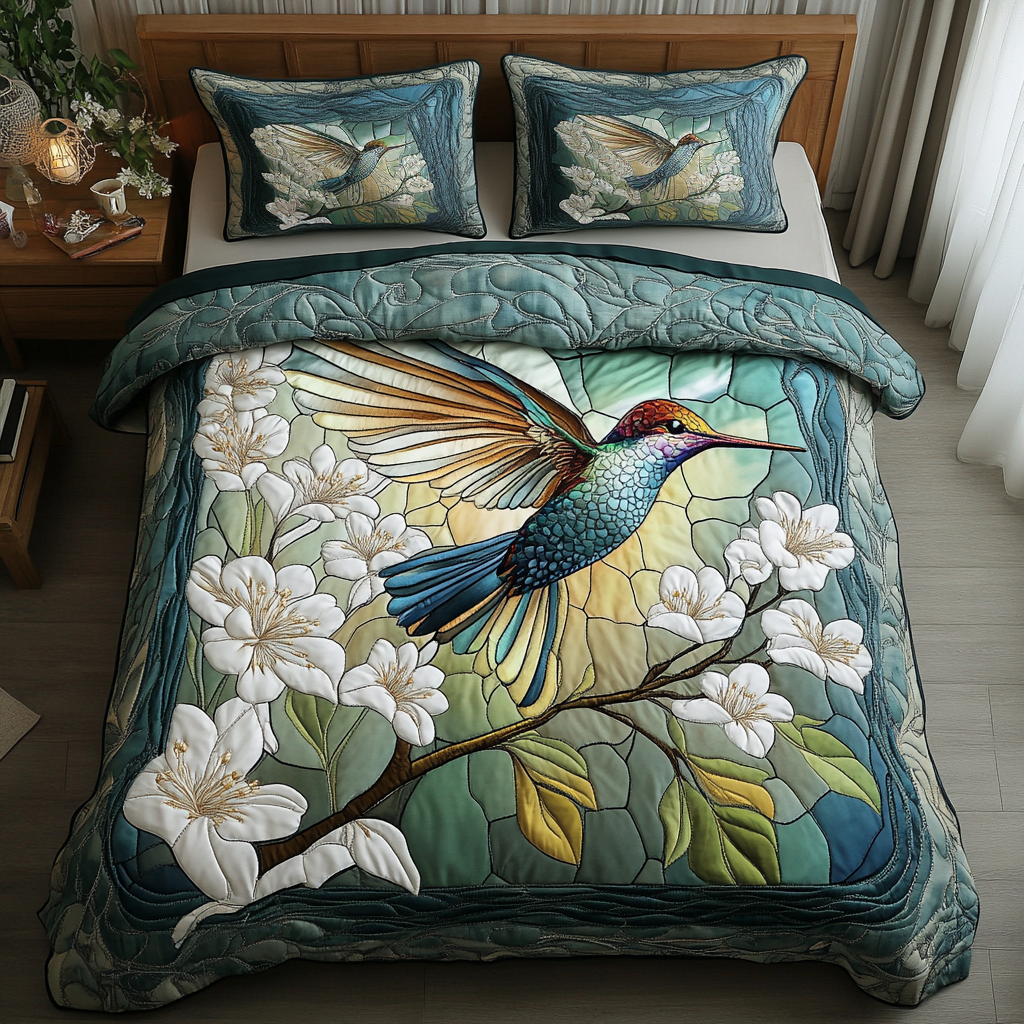 Hummingbird Wings Quilted Bedding Set Bed Decor Ideas Best Hummingbird Lover Gifts For Him