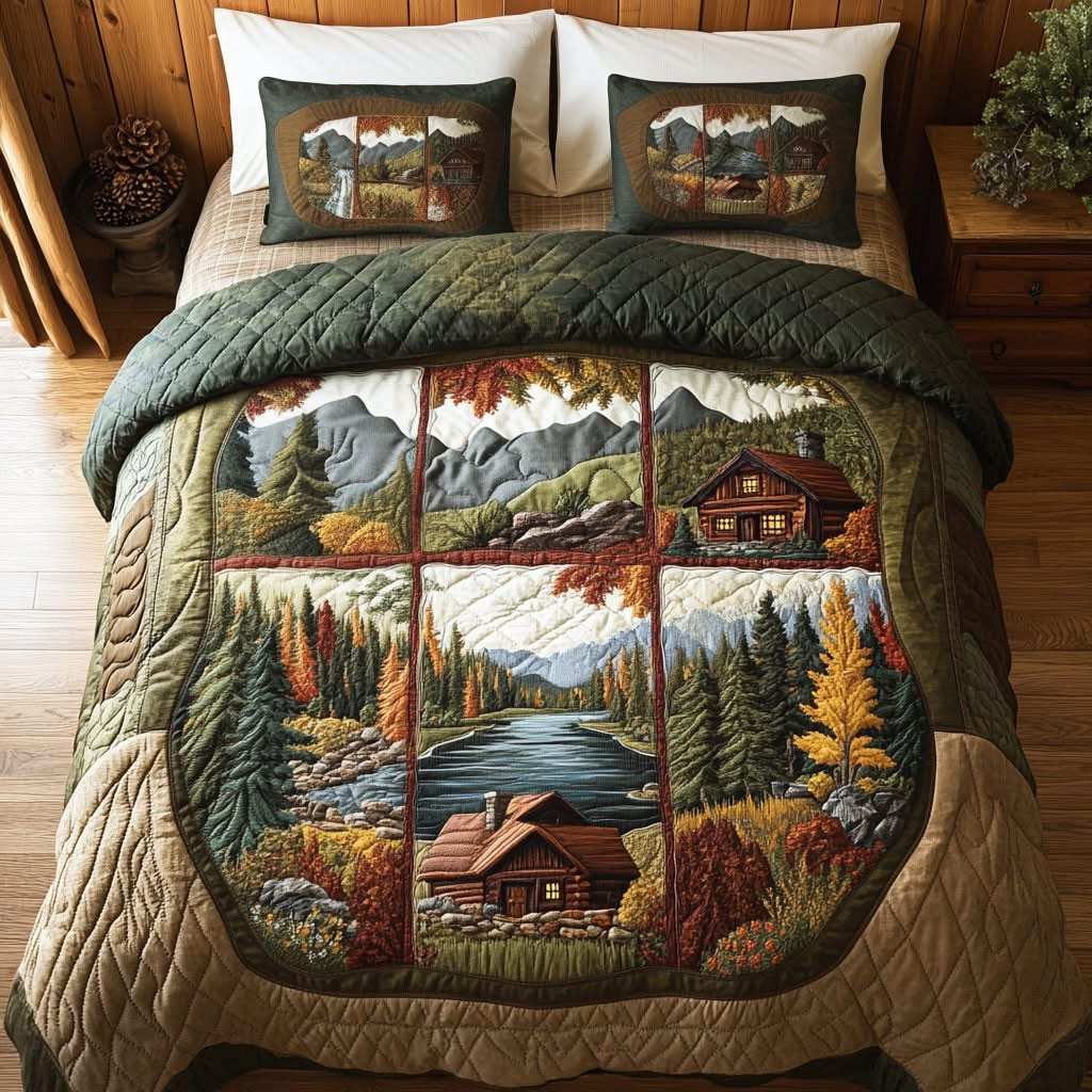 Hunting Winter Woods Quilted Bedding Set Bedroom Decor Ideas Gifts For Nature Lovers
