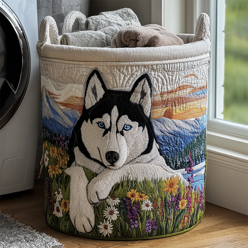 Husky Dreams Quilted Laundry Basket Room Decor Siberian Husky Gifts