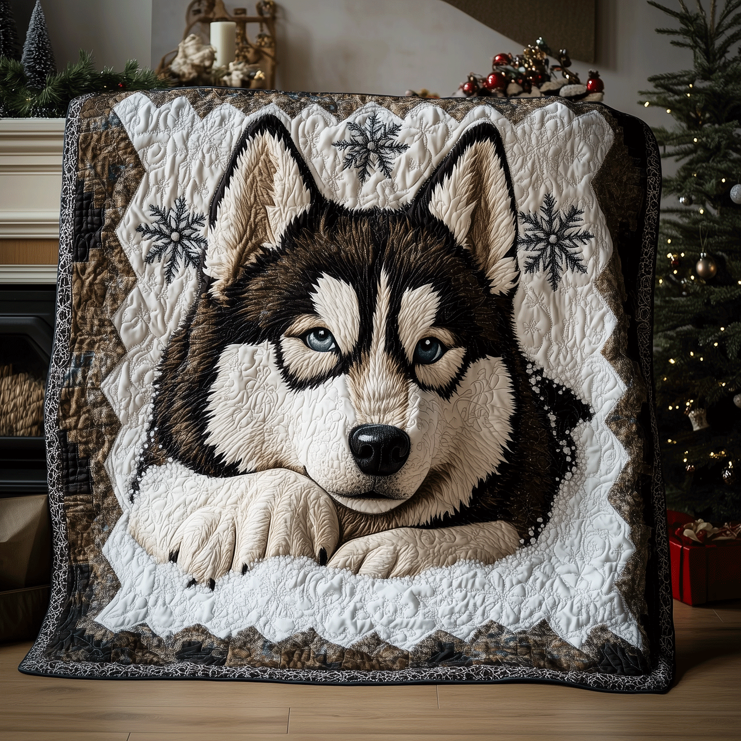 Husky Frost Snuggle Quilted Blanket Boho Bedroom Decor Husky Dog Lover Gifts