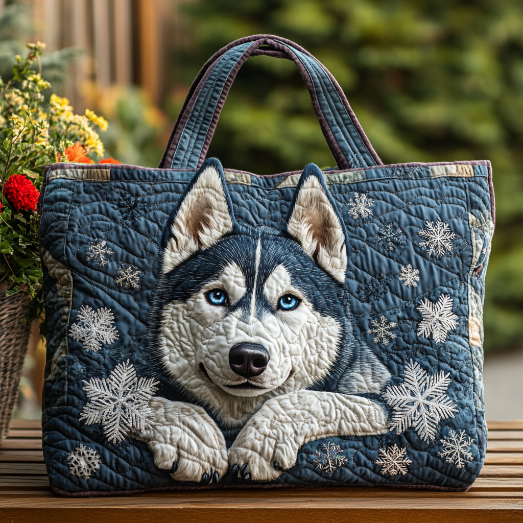 Husky Haven Quilted Tote Bag Best Handbag For Everyday Use Special Mothers Day Presents