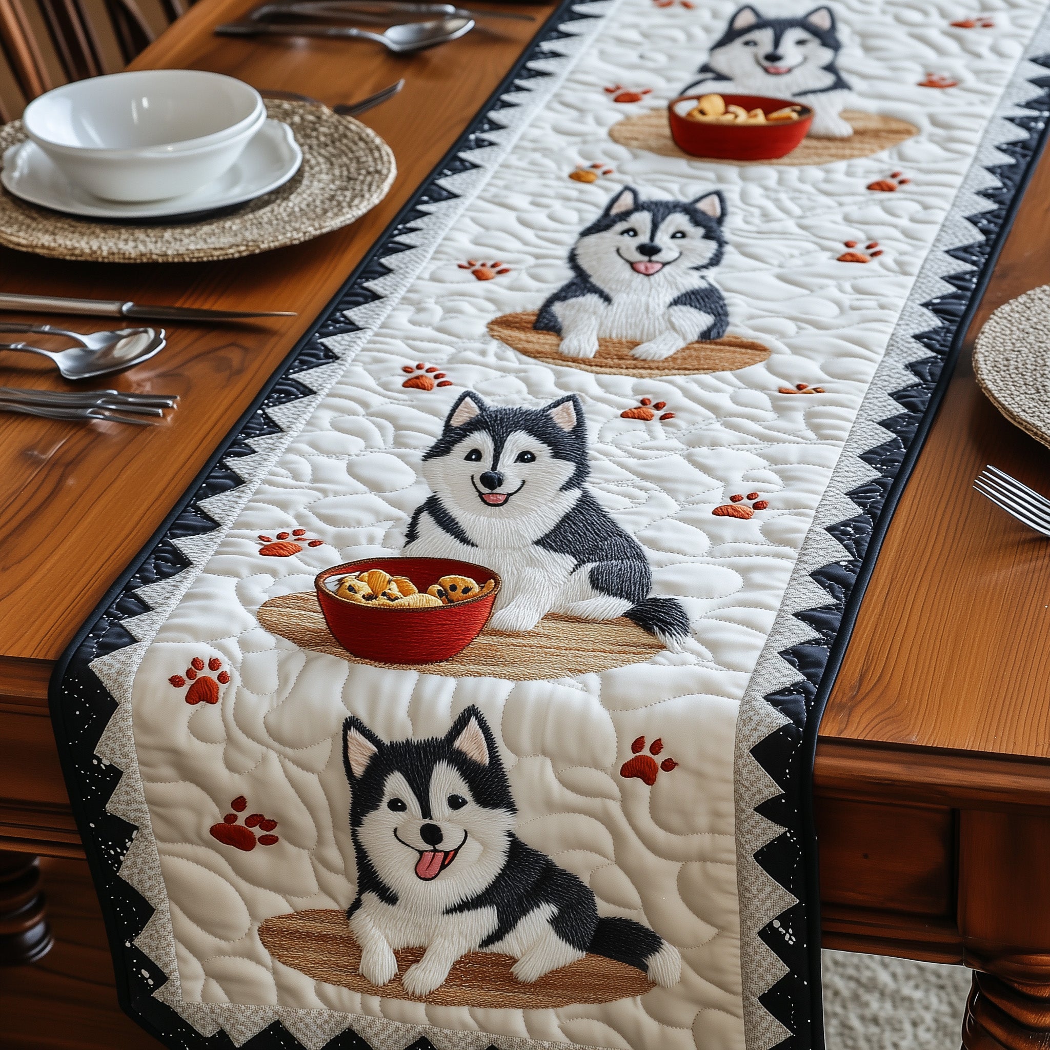 Husky Quilted Table Runner Runner Table Mat Siberian Husky Merchandise