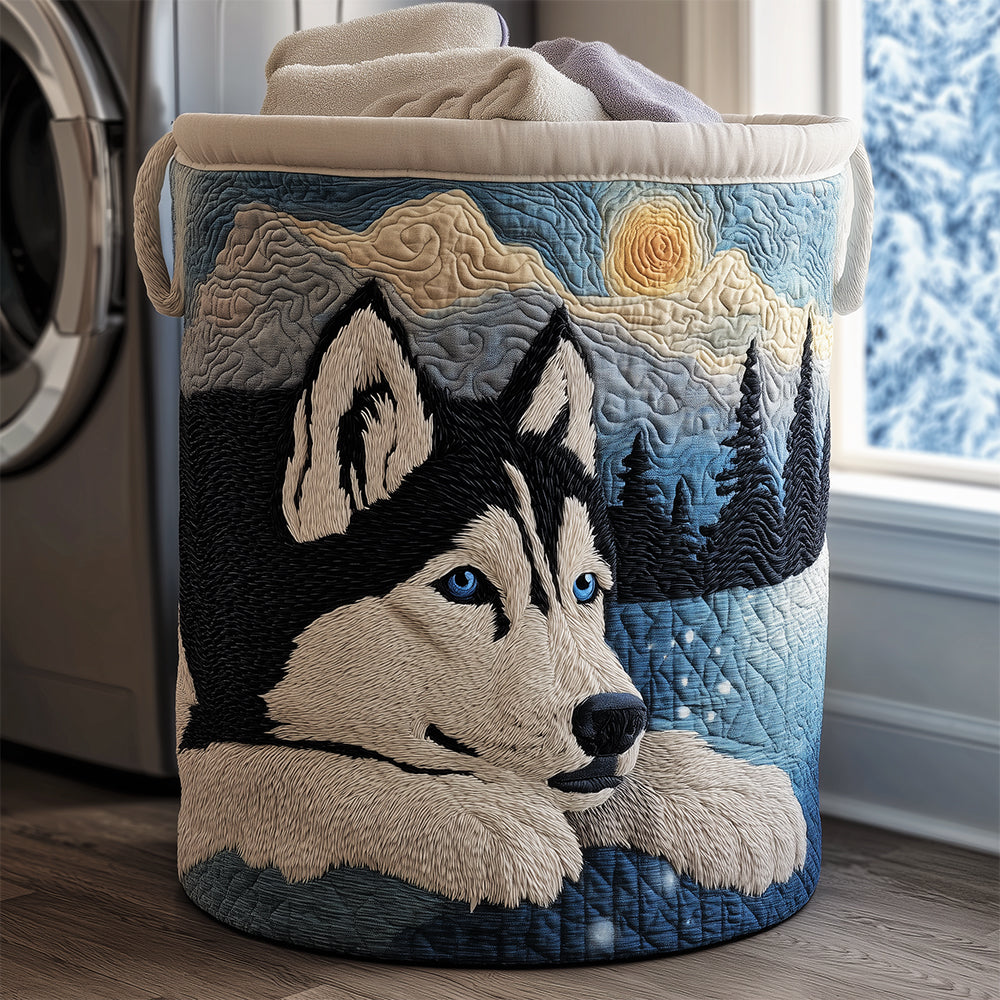 Husky Snow Quilted Laundry Basket Home Decorations Husky Merchandise