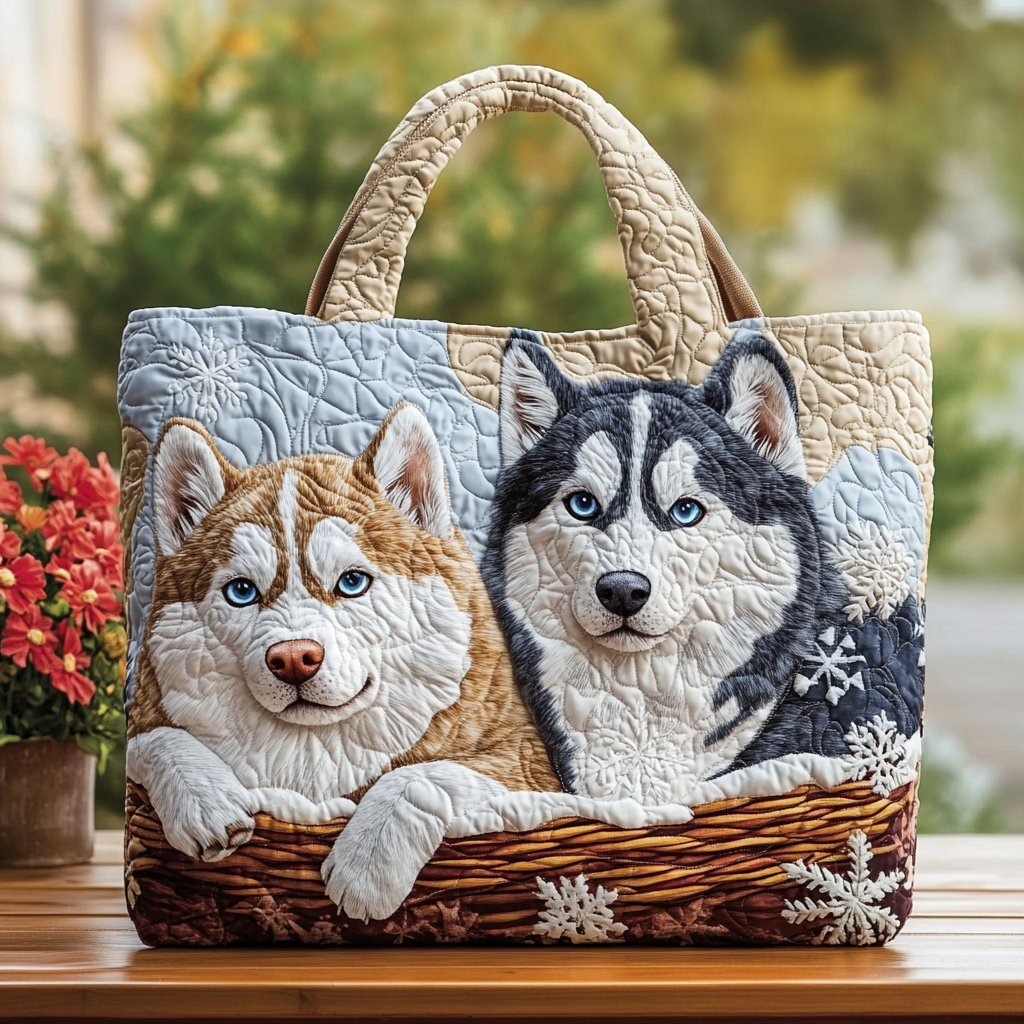 Husky Spirit Quilted Tote Bag Best Shoulder Bags For Everyday Great Gifts For Mom