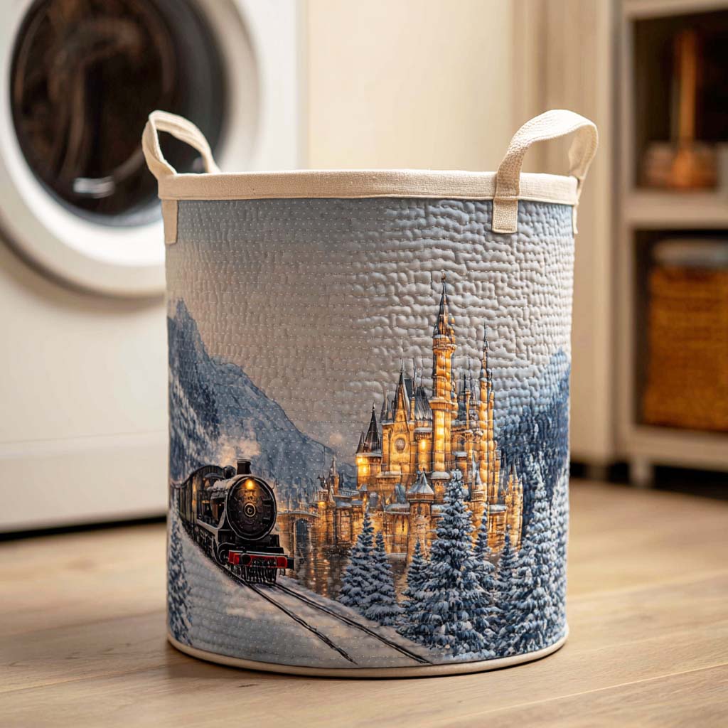 Icy Horizon Quilted Laundry Basket Foldable Storage Bin Mothersday Gift