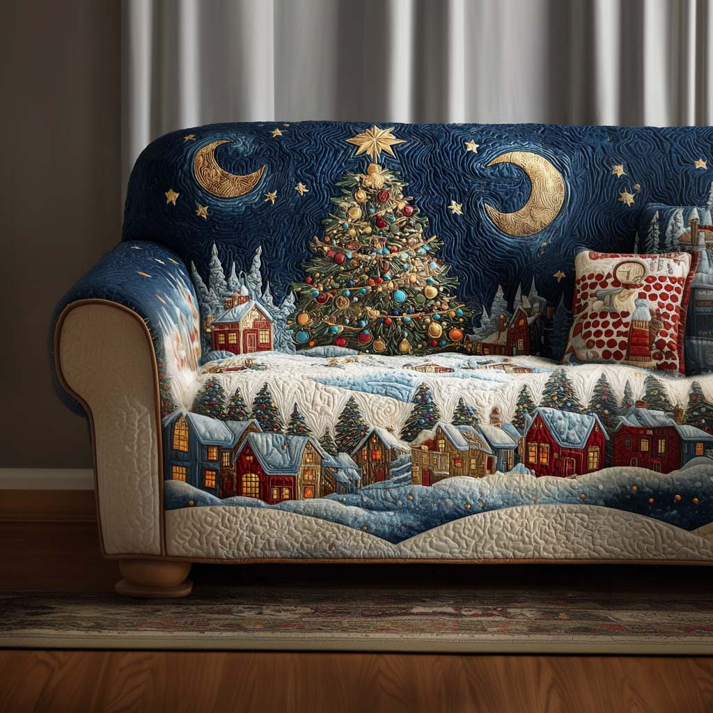 Icy Sparkle Quilted Sofa Cover Christmas Family Room Decor Christmas Gifts For Relatives