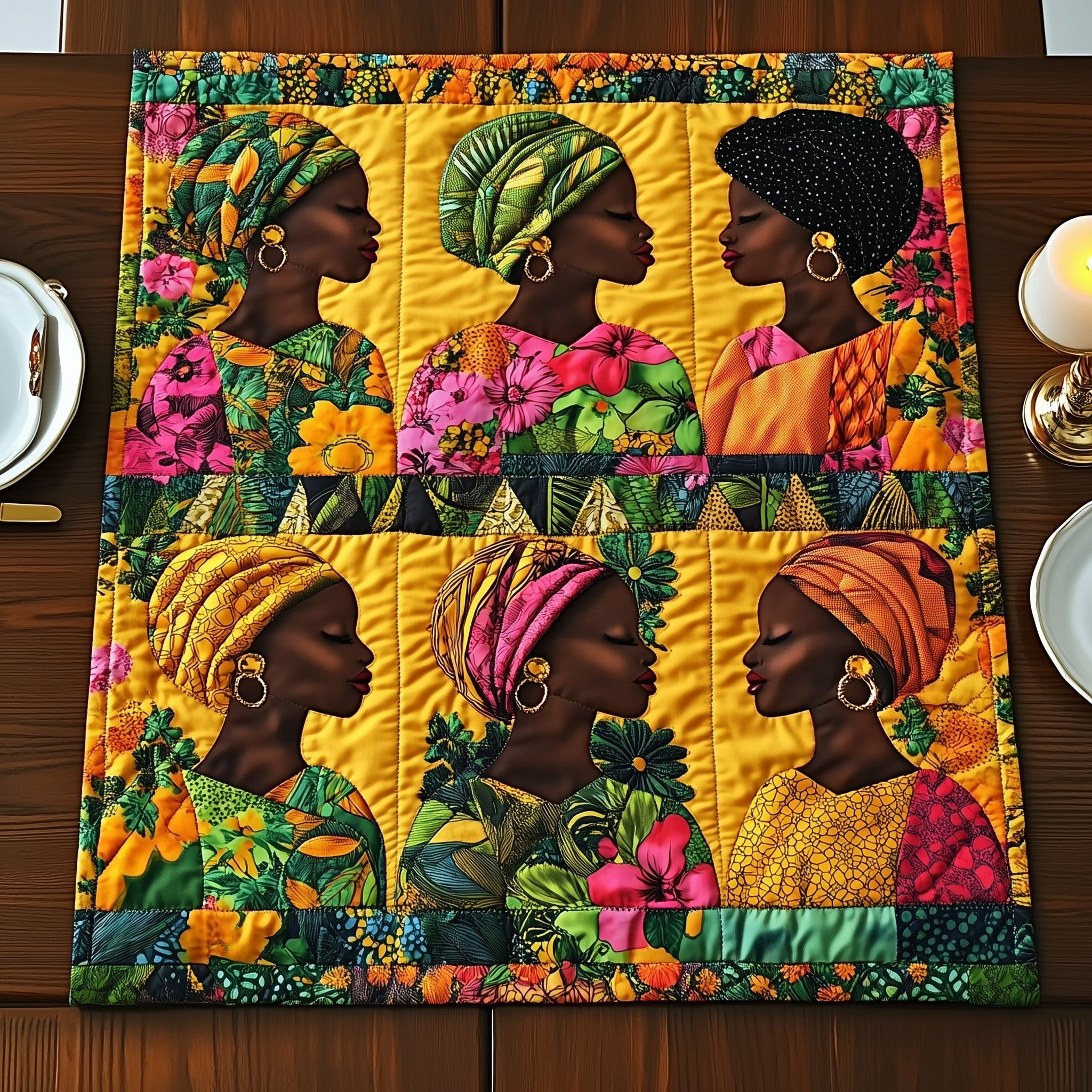 Imani Grace Quilted Table Runner Dining Decor Melanin African American Gifts Stuff