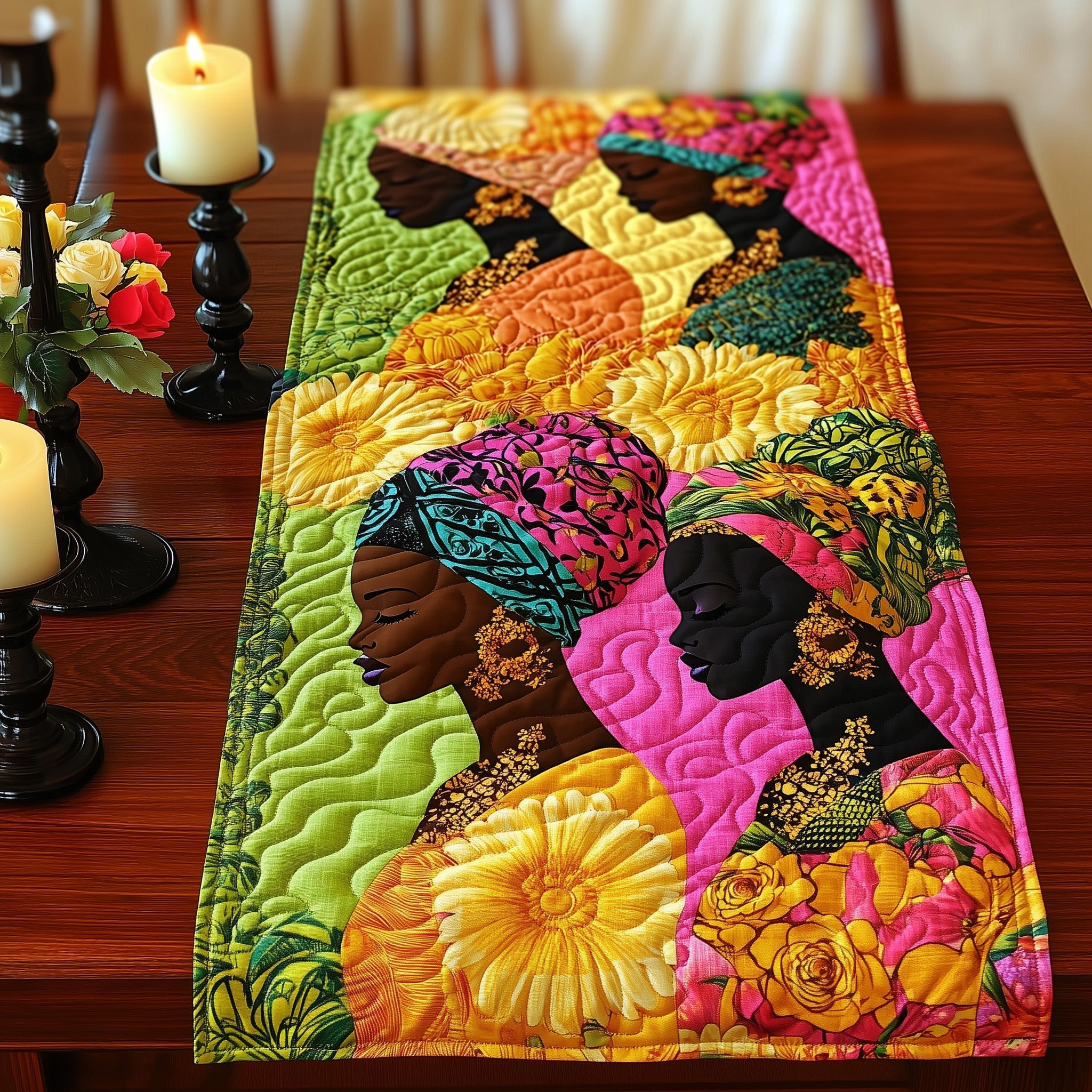 Imani Grace Quilted Table Runner Dining Room Decor Ideas Black Women Melanin Gifts