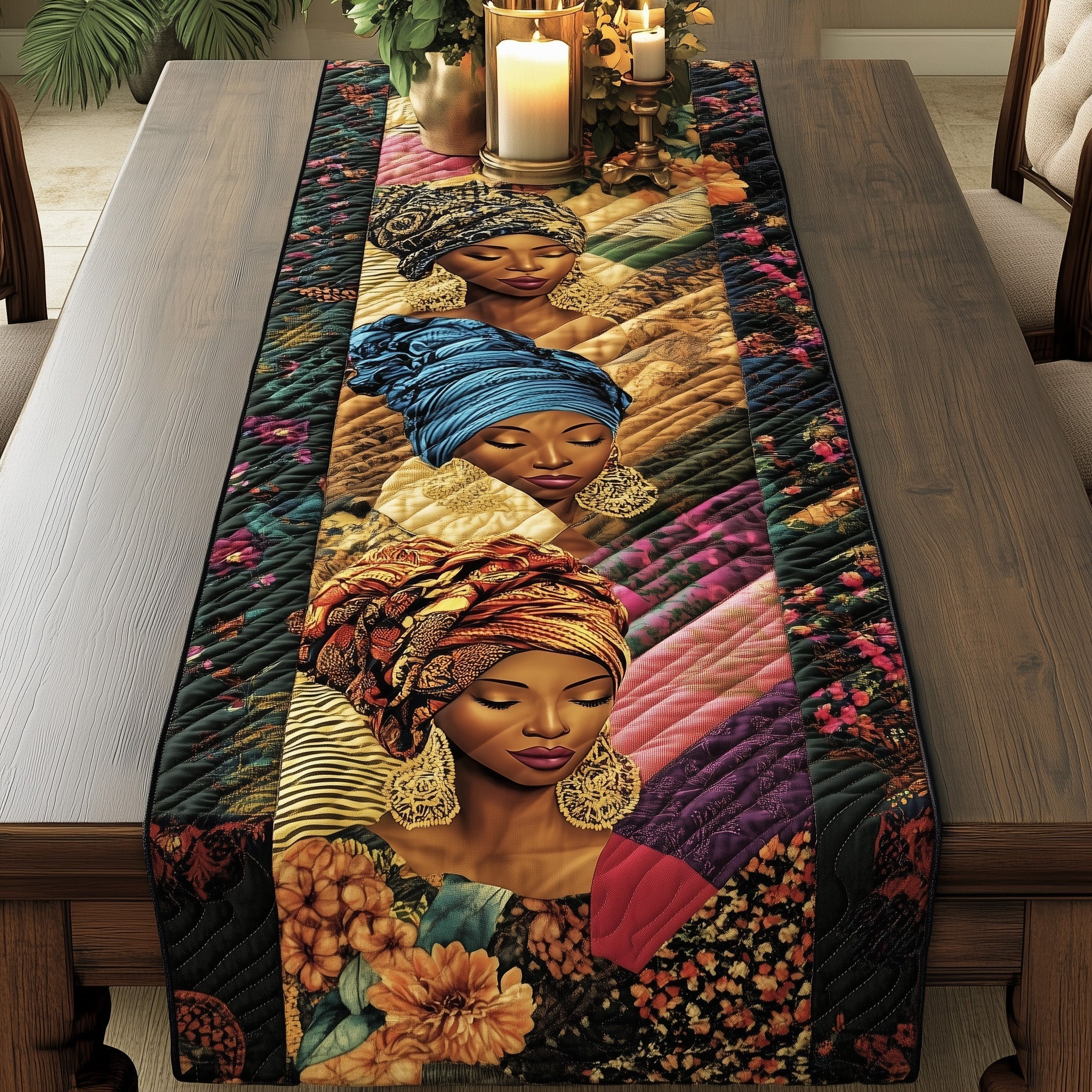 Imani Grace Quilted Table Runner Dinner Table Decor Ideas Melanin Black Women Gifts For Her