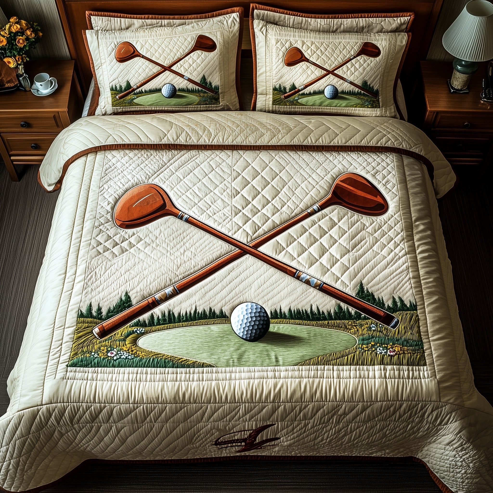 In the Golf Bag Quilted Bedding Set Bed Comforter Set Great Golf Gifts For Guys