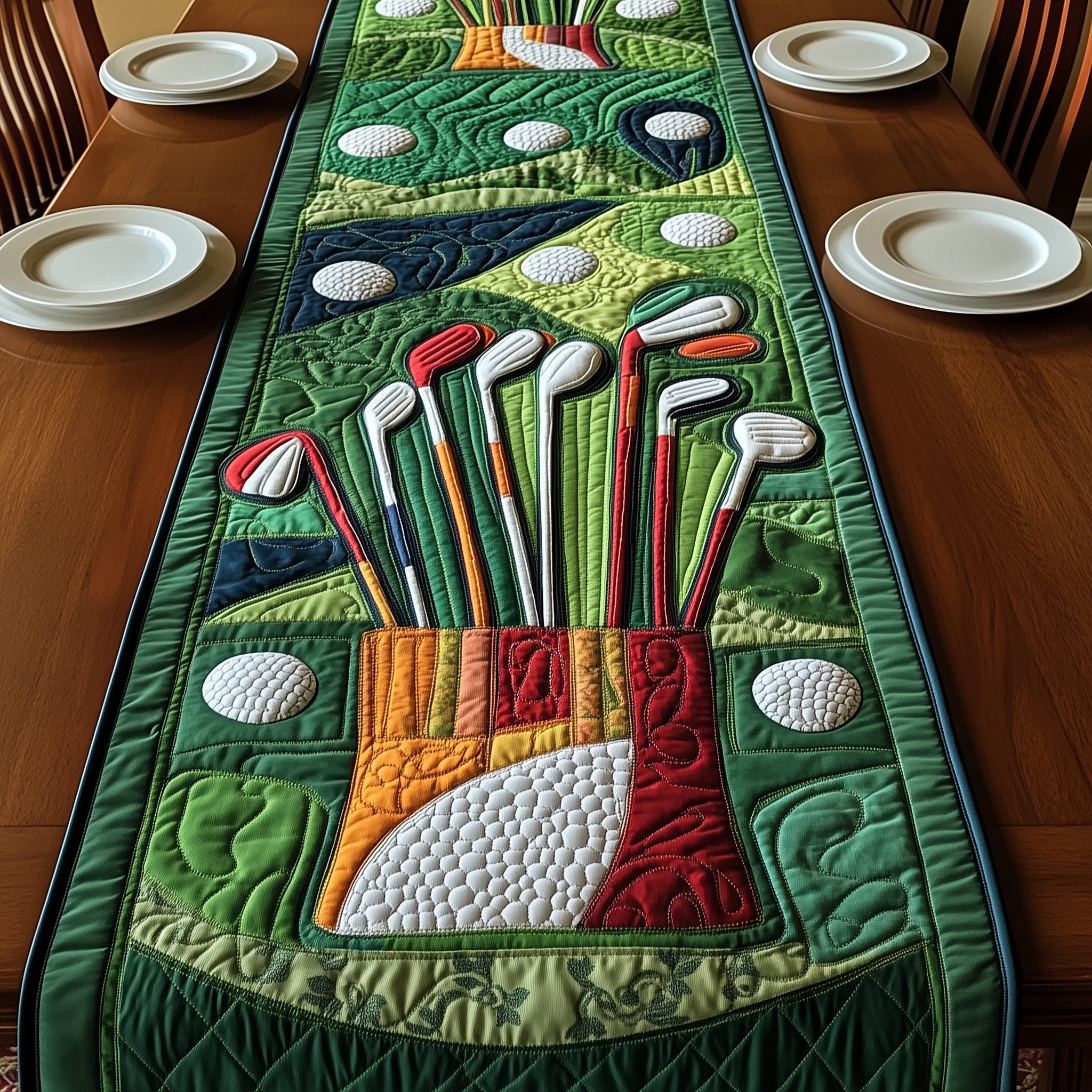 In the Golf Bag Quilted Table Runner Kitchen Decor Cool Golf Presents