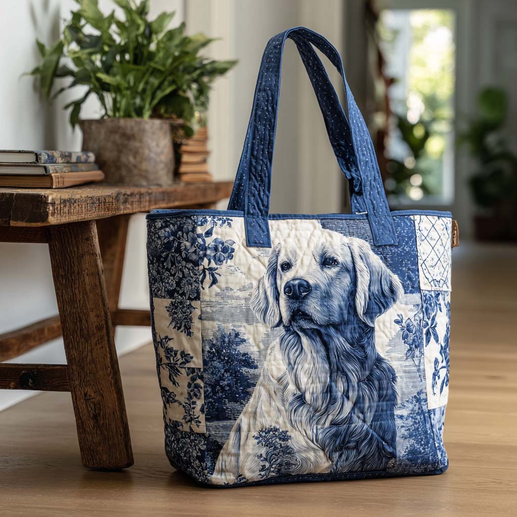 Indigo Retriever Glow Quilted Tote Bag Best Shoulder Handbags Mother'S Day Gift From Mother To Daughter