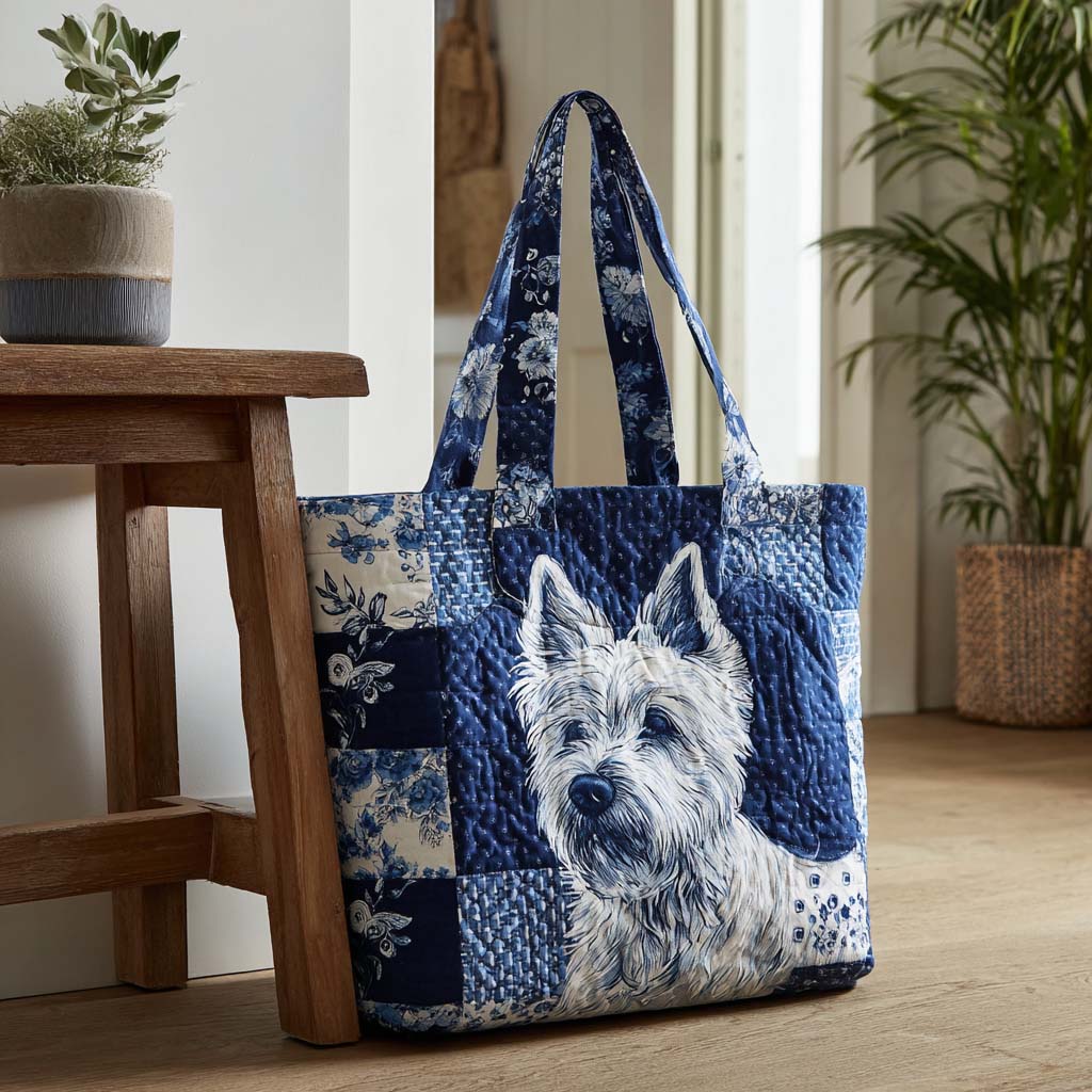 Indigo Terrier Shine Quilted Tote Bag Trendy Tote Presents To Get Your Mom