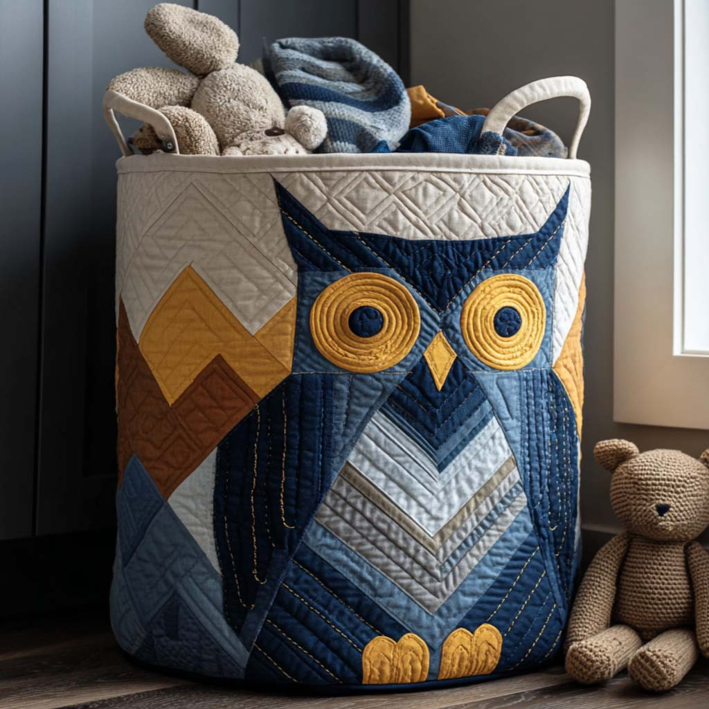 Inky Wings Quilted Laundry Basket Modern Laundry Hamper Owl Themed Gifts
