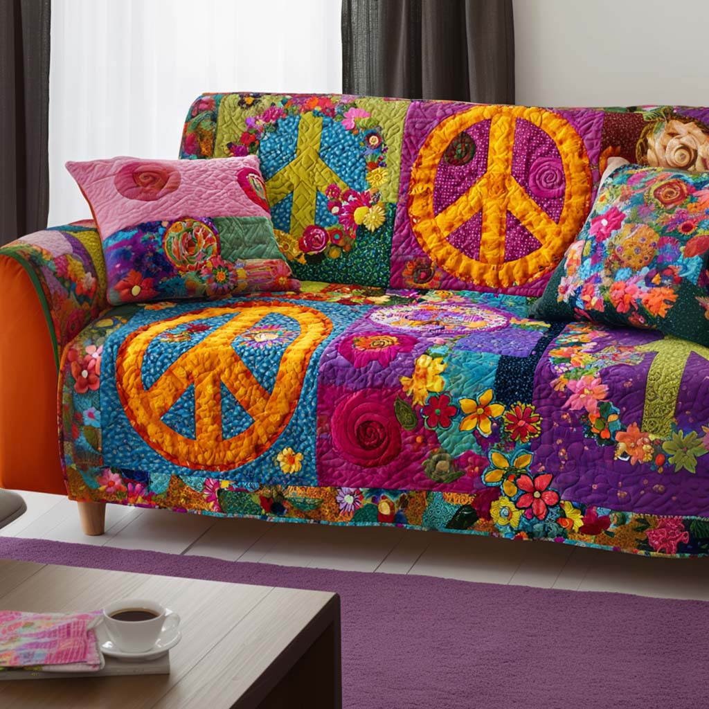 Inner Peace Quilted Sofa Cover Seat Covers For Couches Gift Ideas For Hippie Mom
