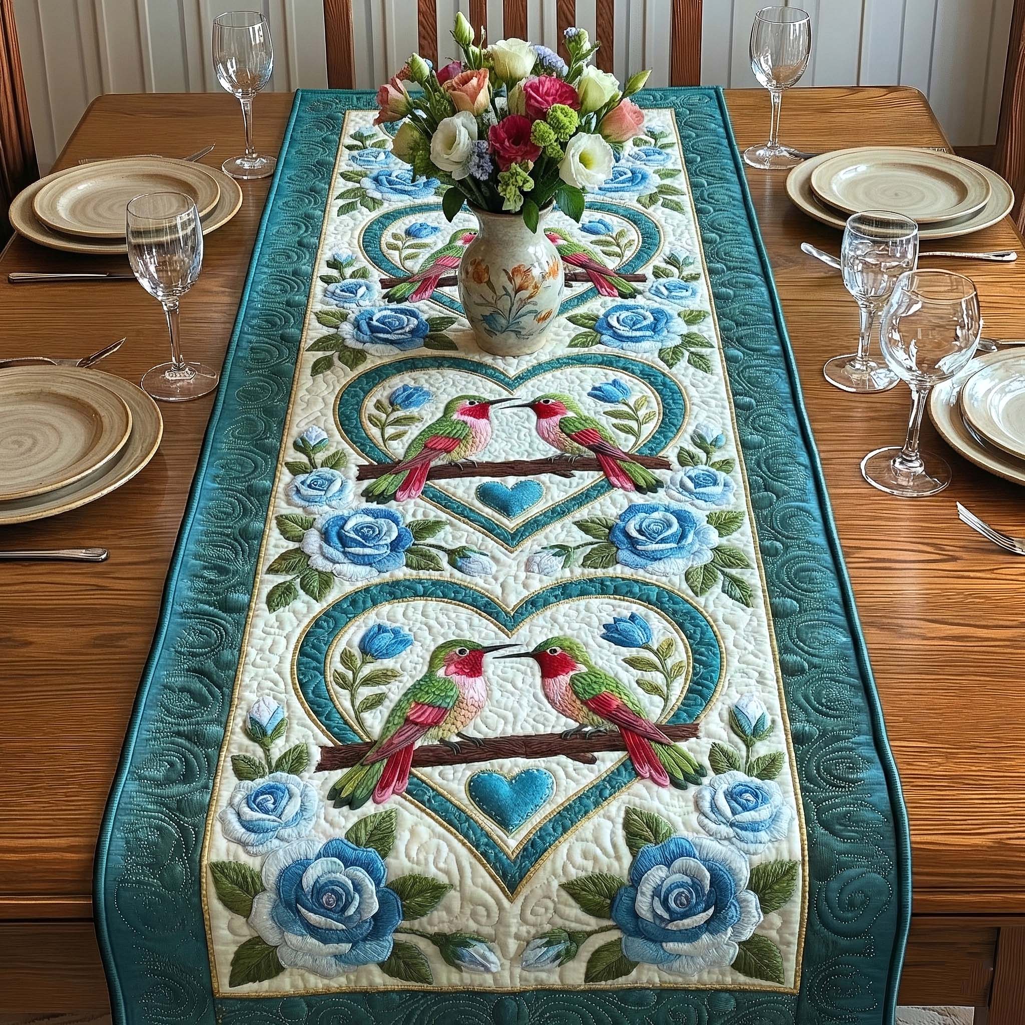 Iridescent Drift Quilted Table Runner Dining Table Decor Ideas Unique Gifts For Hummingbird Lovers