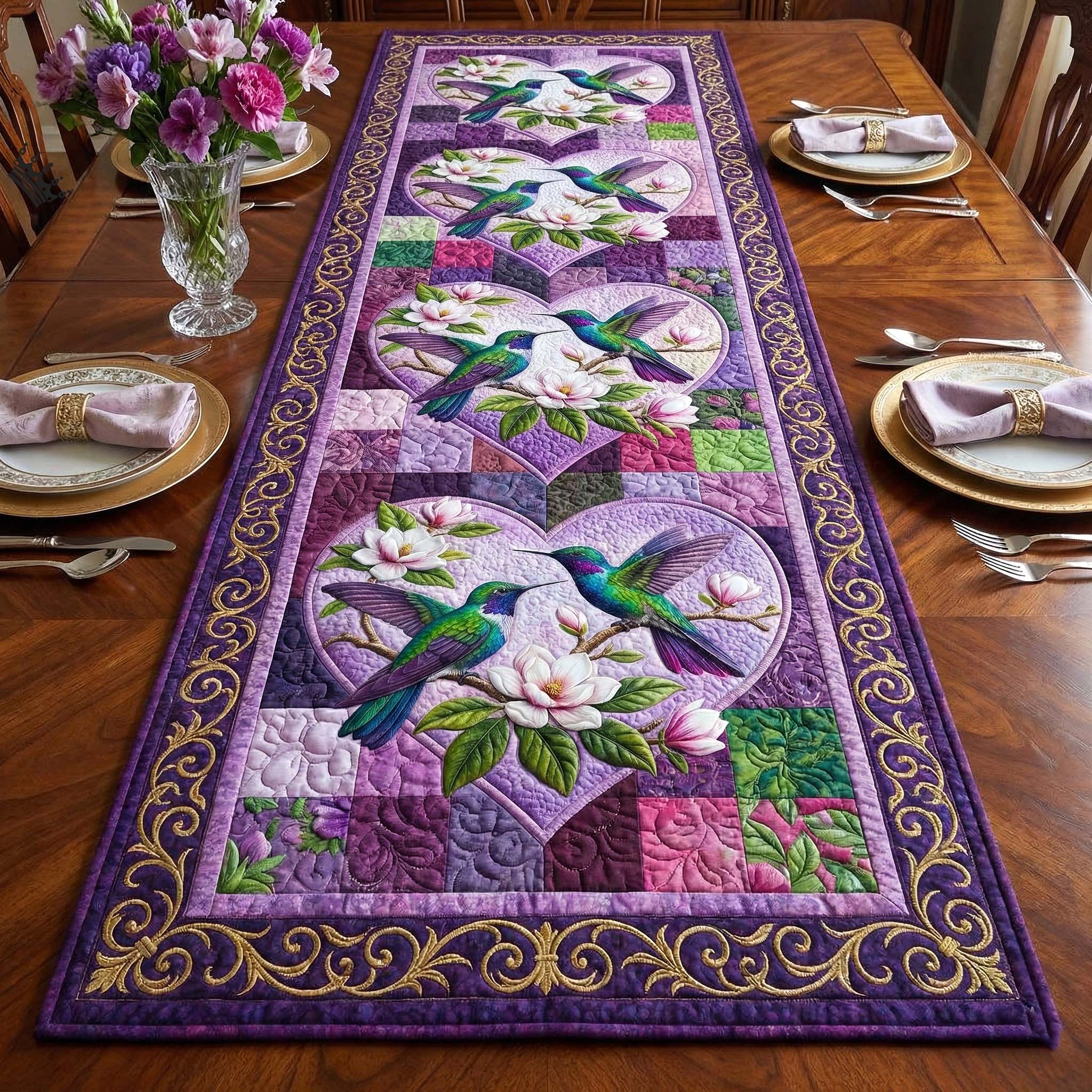 Iridescent Drift Quilted Table Runner Kitchen Table Decor Hummingbird Gift Ideas