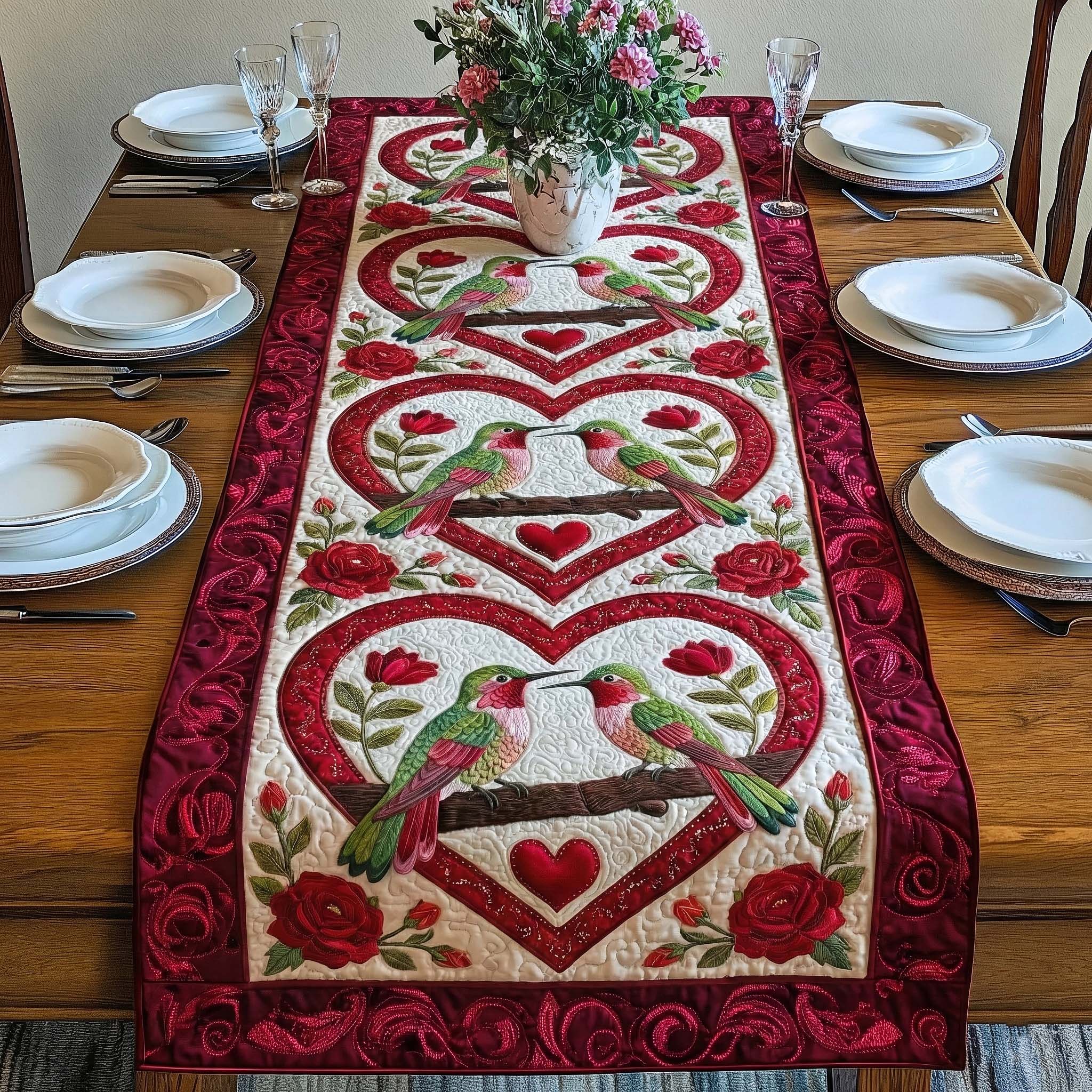 Iridescent Drift Quilted Table Runner Target Table Runner Hummingbird Gifts For Her