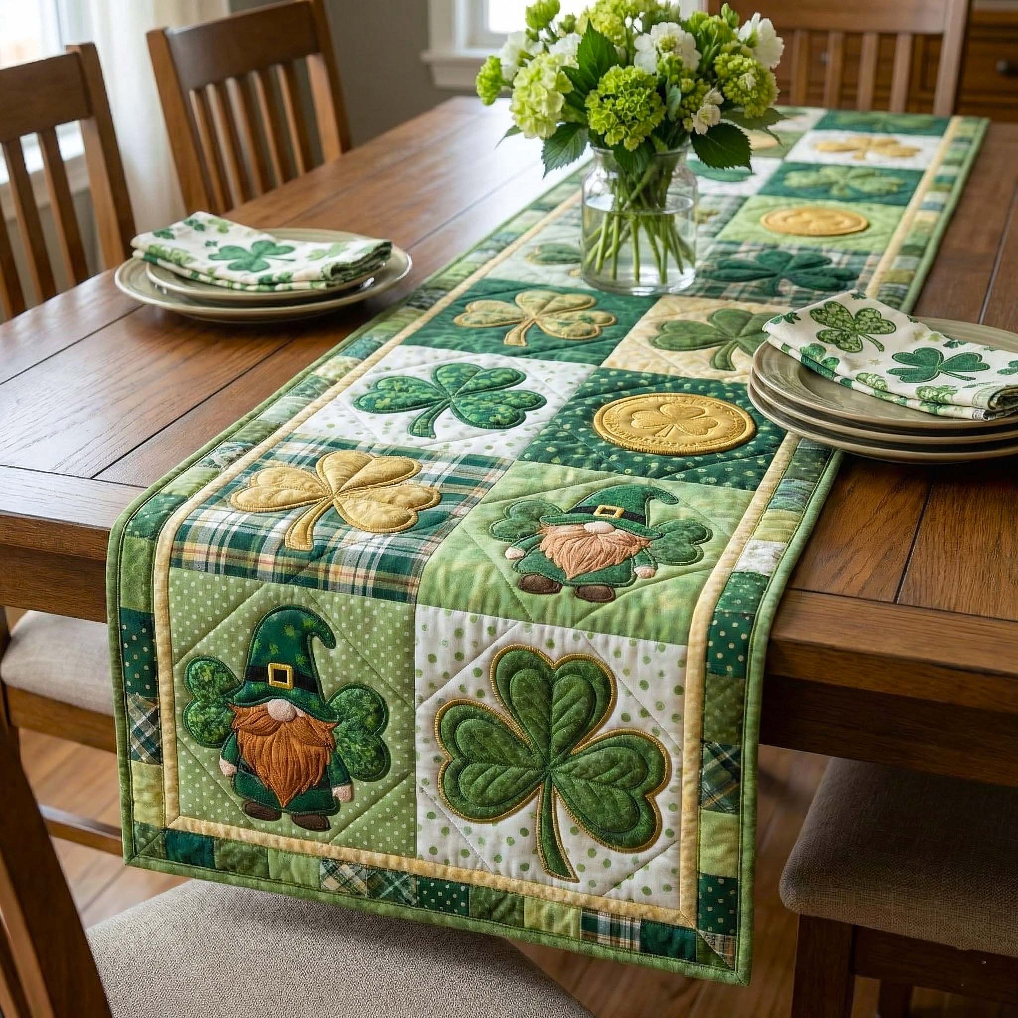 Irish Blessing Quilted Table Runner Dining Room Decor St Patrick's Day Themed Gifts