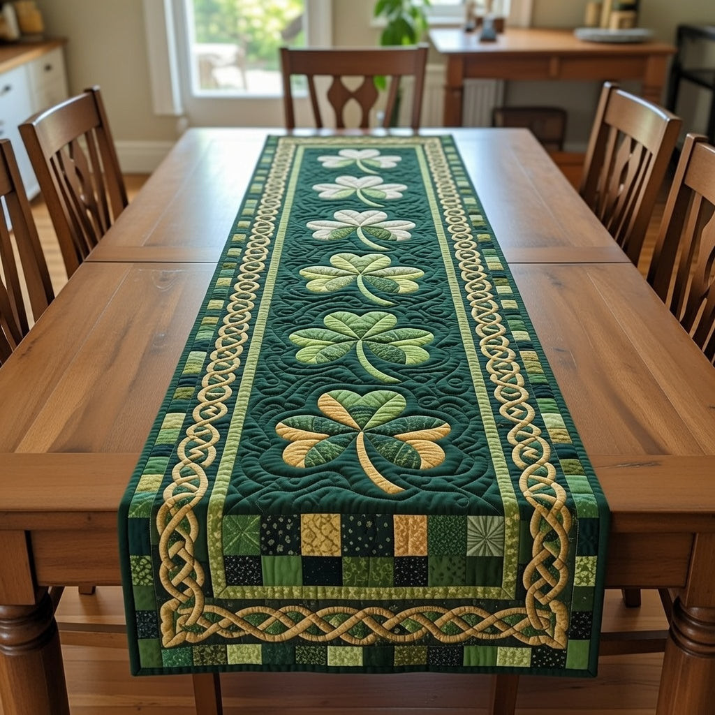 Irish Shamrock Quilted Table Runner Dining Decor St Patricks Day Gifts For Teachers