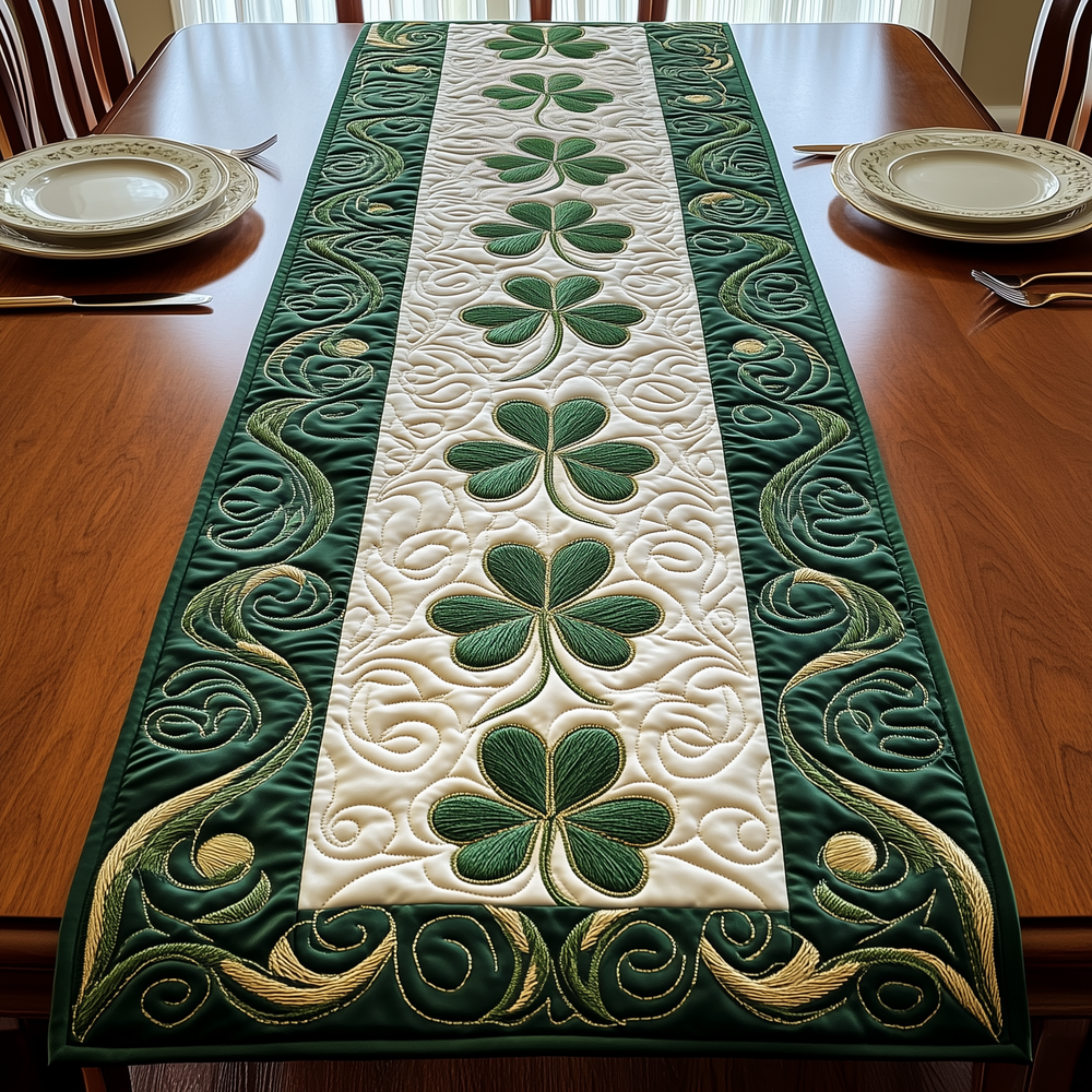 Irish Shamrock Quilted Table Runner Dining Room Decor Ideas Cute Ideas For St Patrick's Day