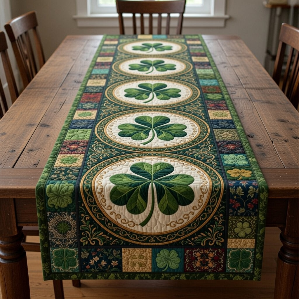 Irish Shamrock Quilted Table Runner Dining Room Decor Ideas Cute St Patricks Day Ideas