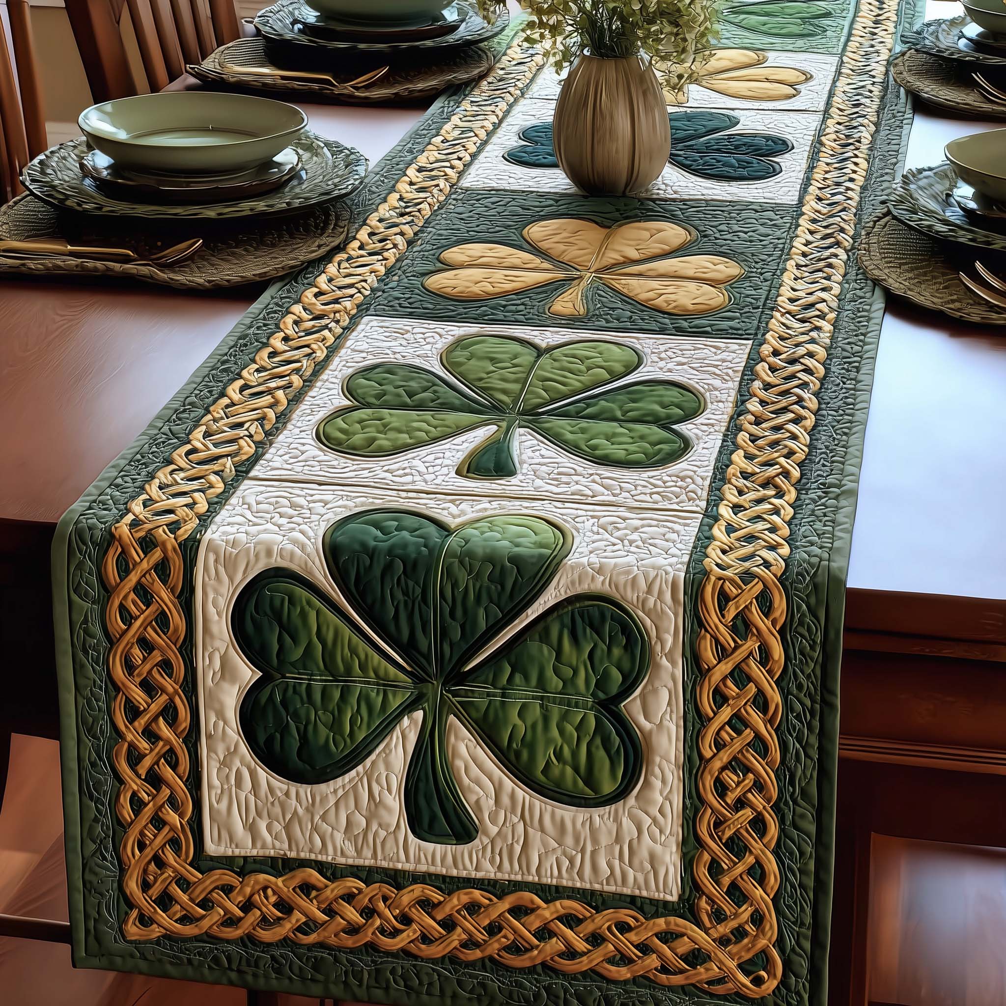Irish Shamrock Quilted Table Runner Dining Room Table Centerpieces Cute St Patricks Day Ideas