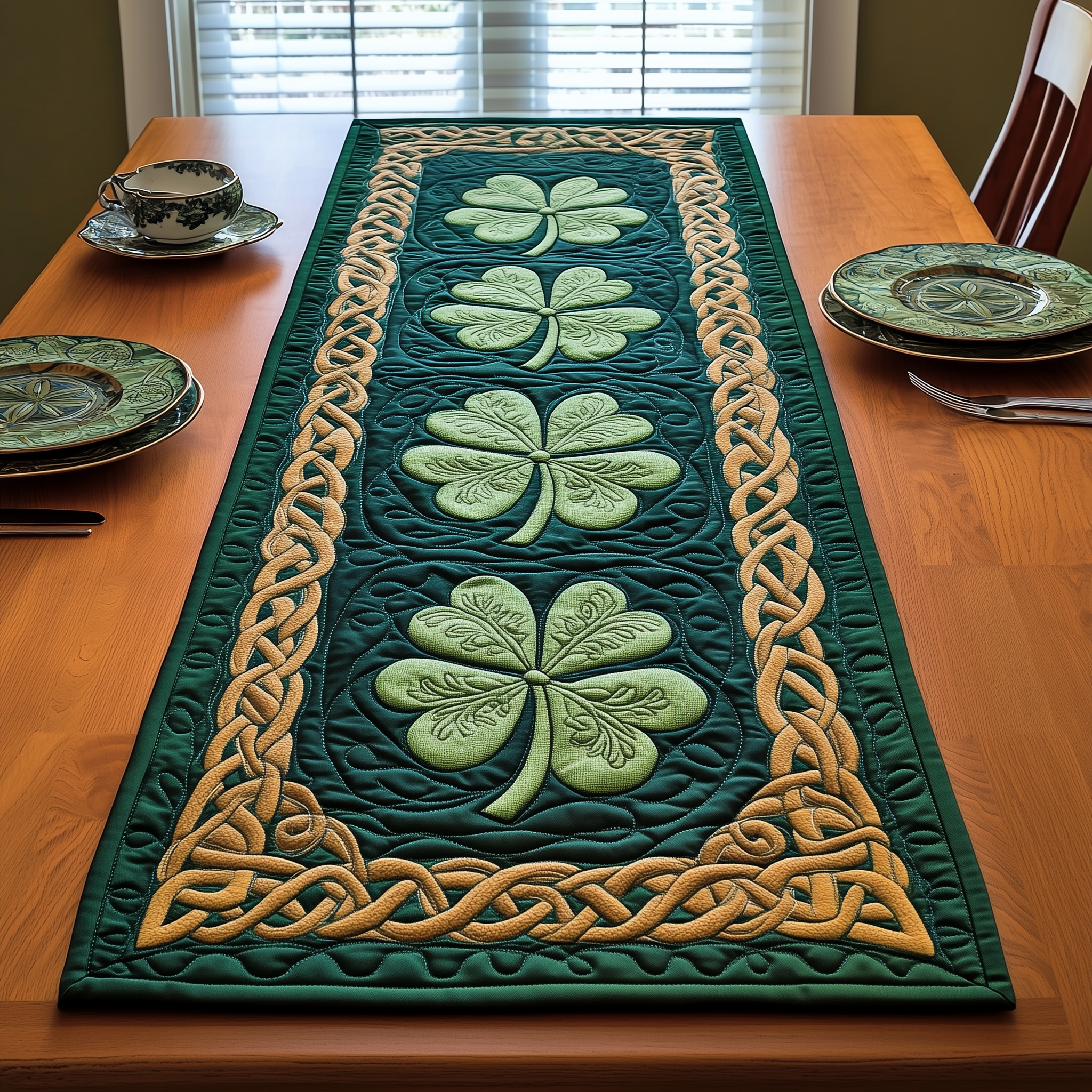 Irish Shamrock Quilted Table Runner Dining Room Table Decor Ideas Cool St Patricks Day Gifts