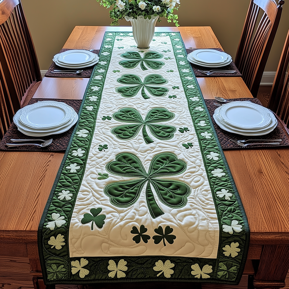 Irish Shamrock Quilted Table Runner Dining Room Table Toppers St Patrick's Day Gifts For Men