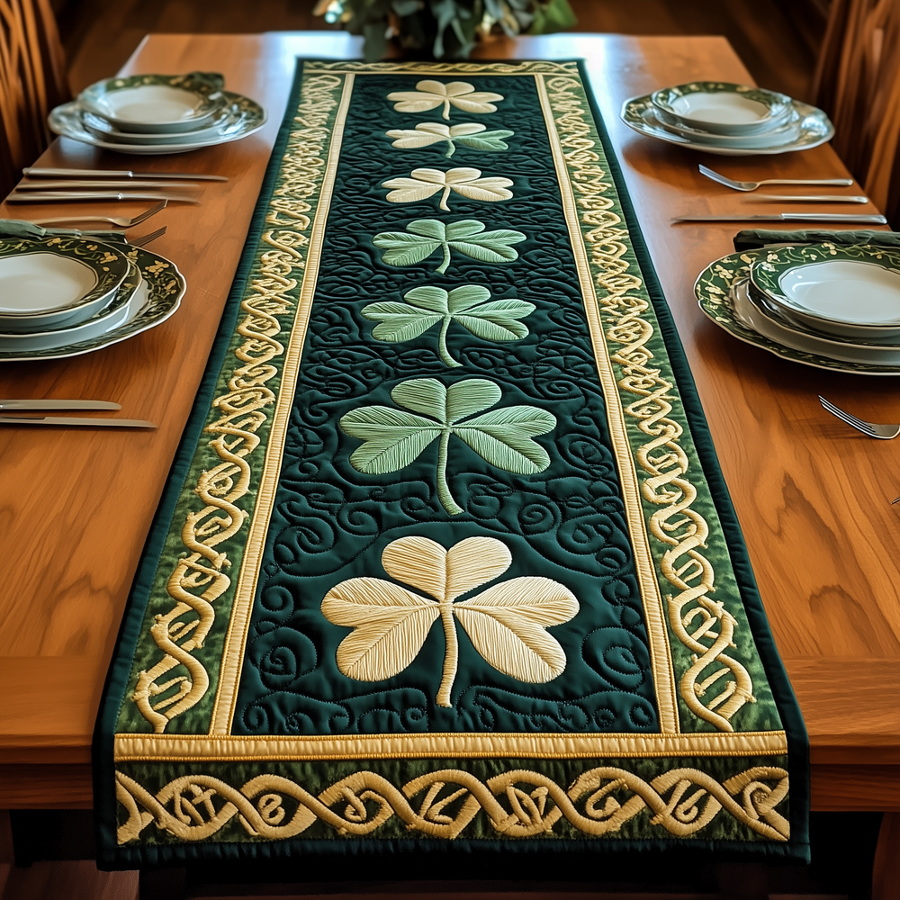 Irish Shamrock Quilted Table Runner Dining Table Centerpiece St Pattys Day Gifts