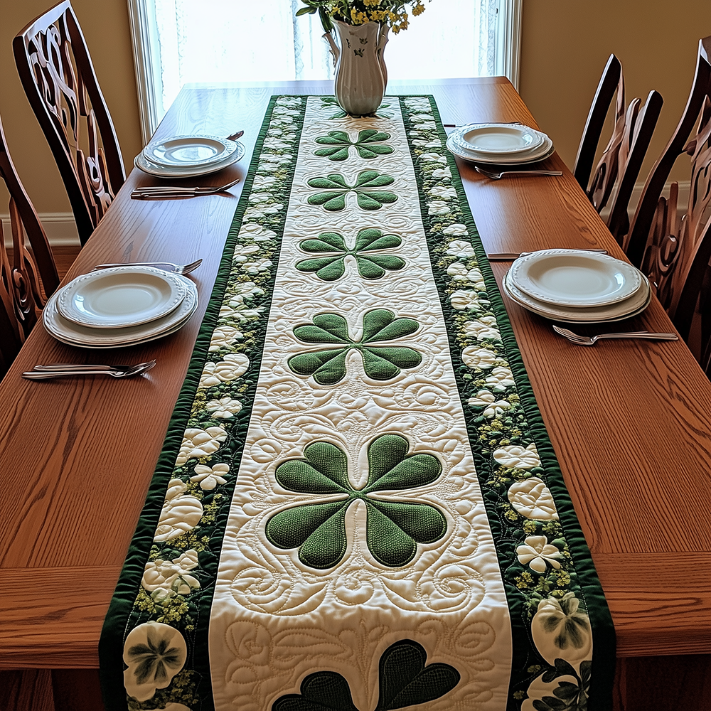 Irish Shamrock Quilted Table Runner Dining Table Decor Ideas Happy St Patrick's Day Gifts