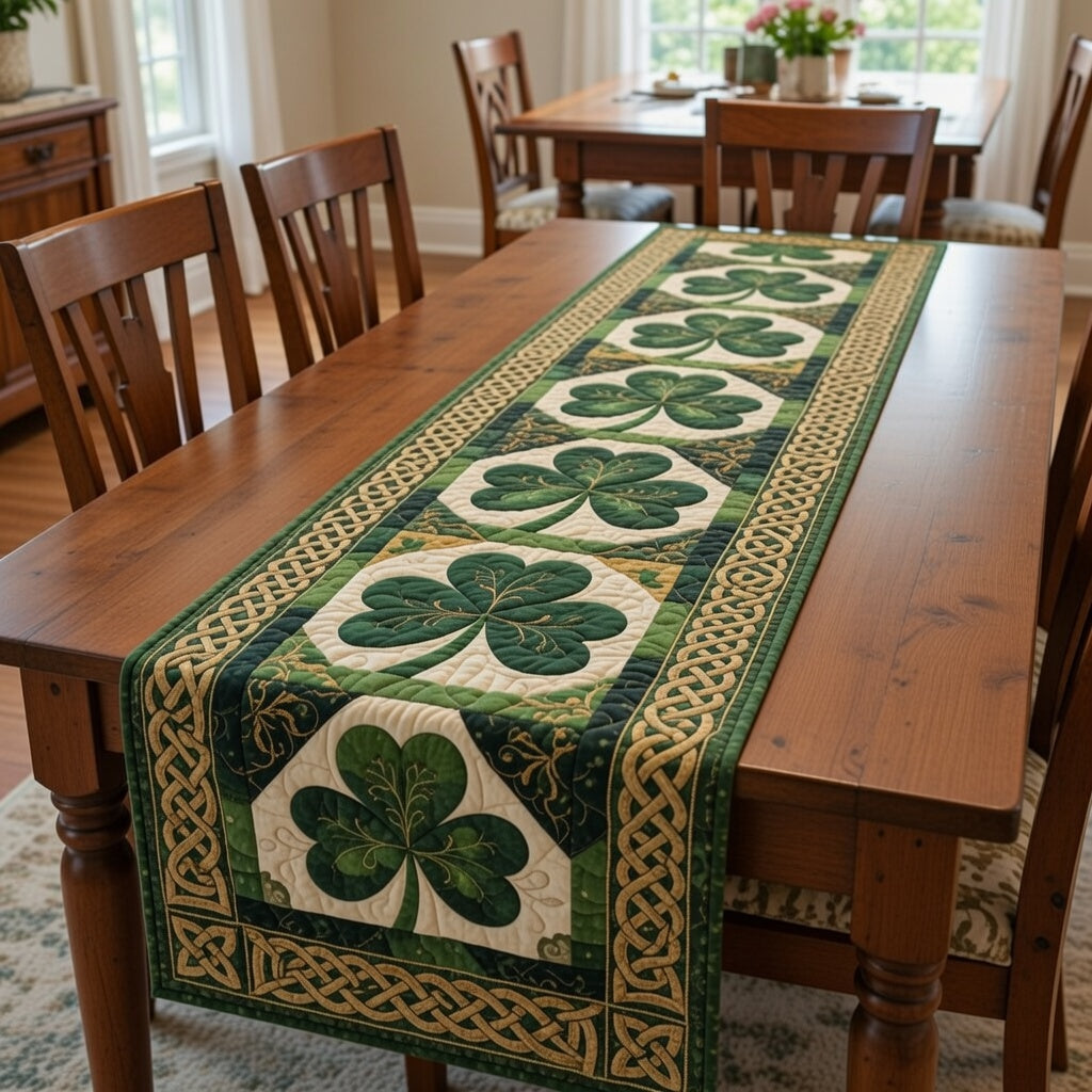 Irish Shamrock Quilted Table Runner Dining Table Decor Ideas St Patricks Day Presents