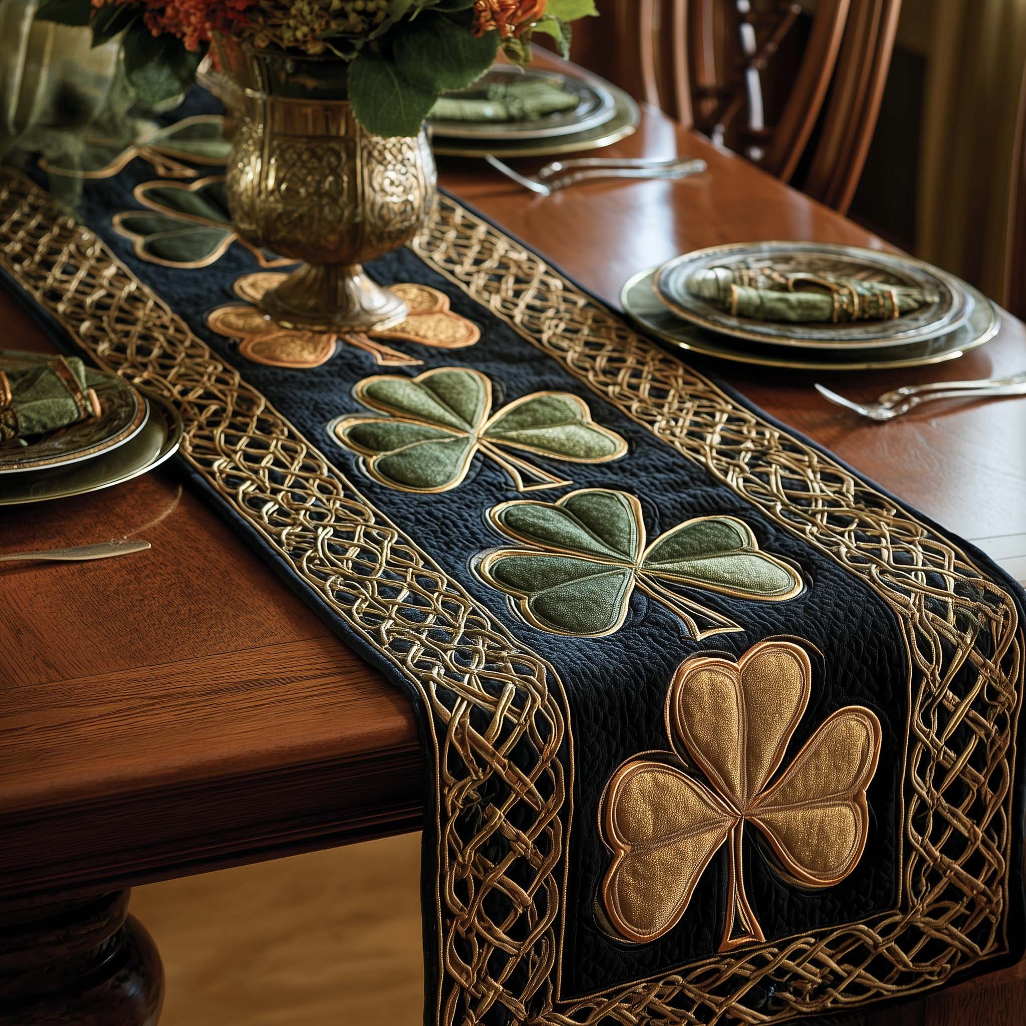 Irish Shamrock Quilted Table Runner Dining Table Decor St Patrick's Gift Ideas