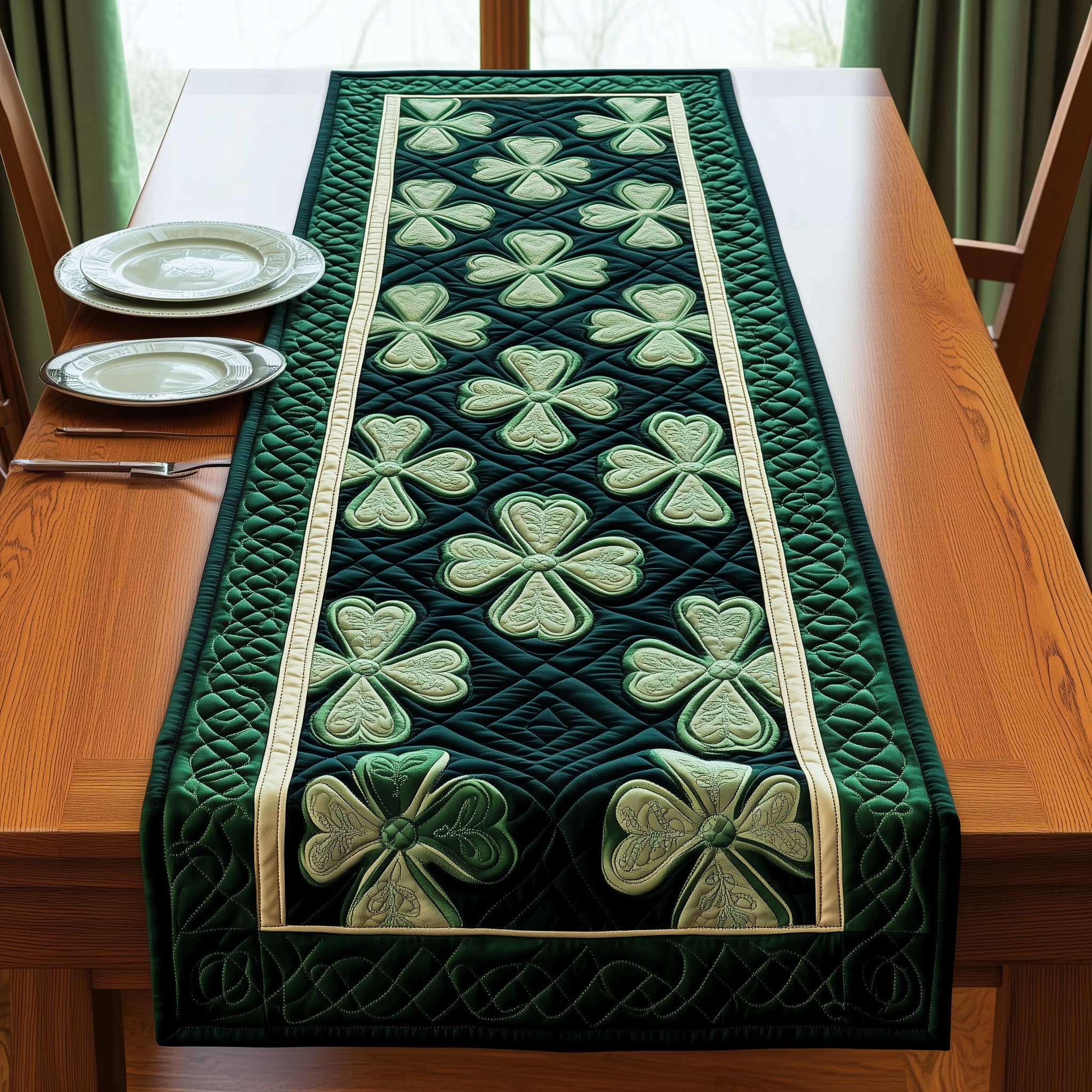 Irish Shamrock Quilted Table Runner Dining Table Runner Cute Ideas For St Patrick's Day