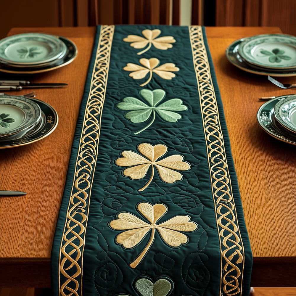 Irish Shamrock Quilted Table Runner Dinner Table Decor Cute St Patrick's Day Gifts