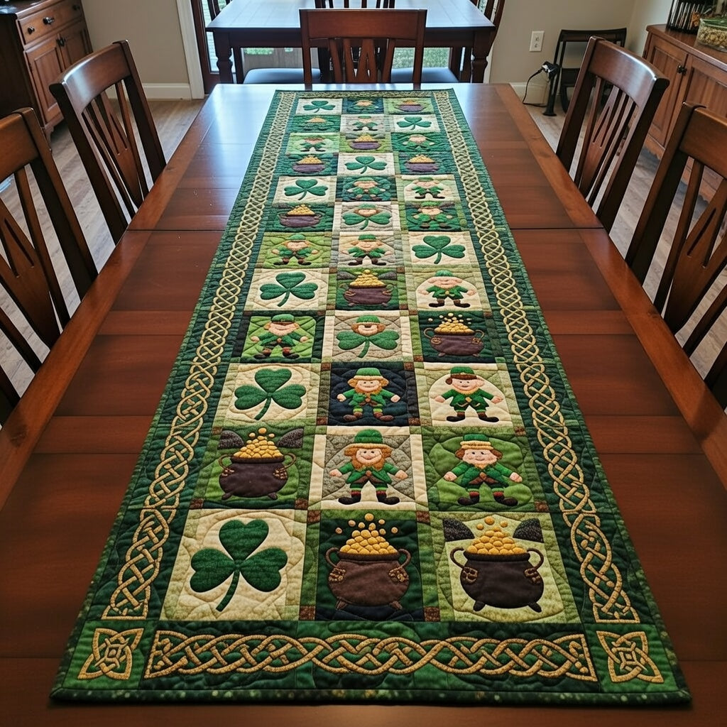 Irish Shamrock Quilted Table Runner Dinner Table Decor Ideas St Patricks Day Teacher Gift